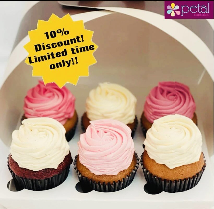 Head over to petalcupcakes.co.nz and use code STATIC for 10% discount on any item!! 
Available only for a limited time, so get in quick.😋🧁🧁