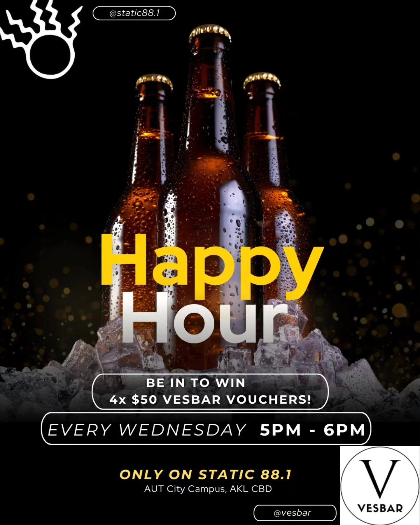 HAPPY HOUR ON STATIC 88.1FM:
Kia Ora Static Whānau, 
Adrian, here with a quick plug for this collaborative campaign we have going with @vesbarautsa 

Basically, to be in to win 1 out of 4 $50 Vesbar Vouchers, we want you to drop your fondest memories