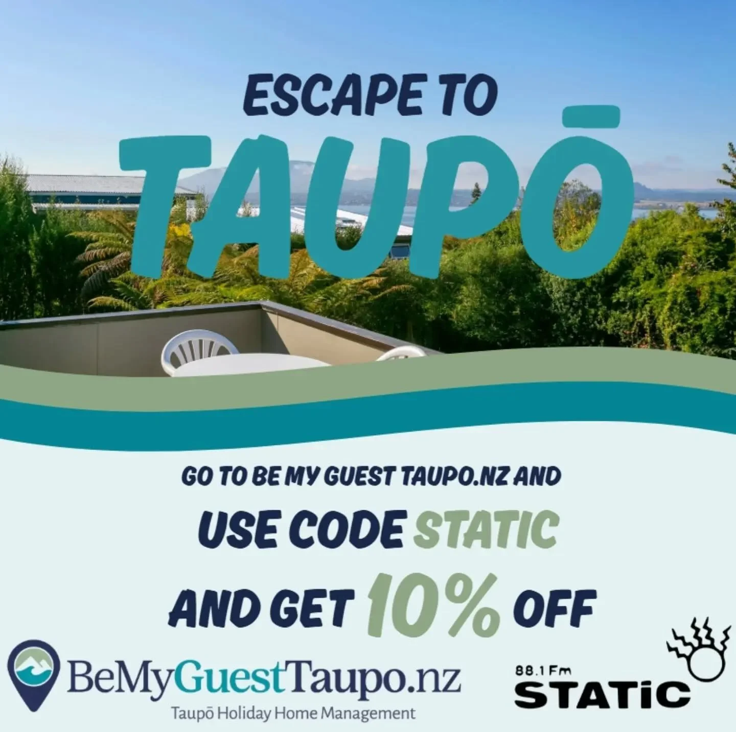 Wanting to get that trip with your mates out of the groupchat?
Be My Guest Taupo has your sorted. Use code STATIC to get 10% off