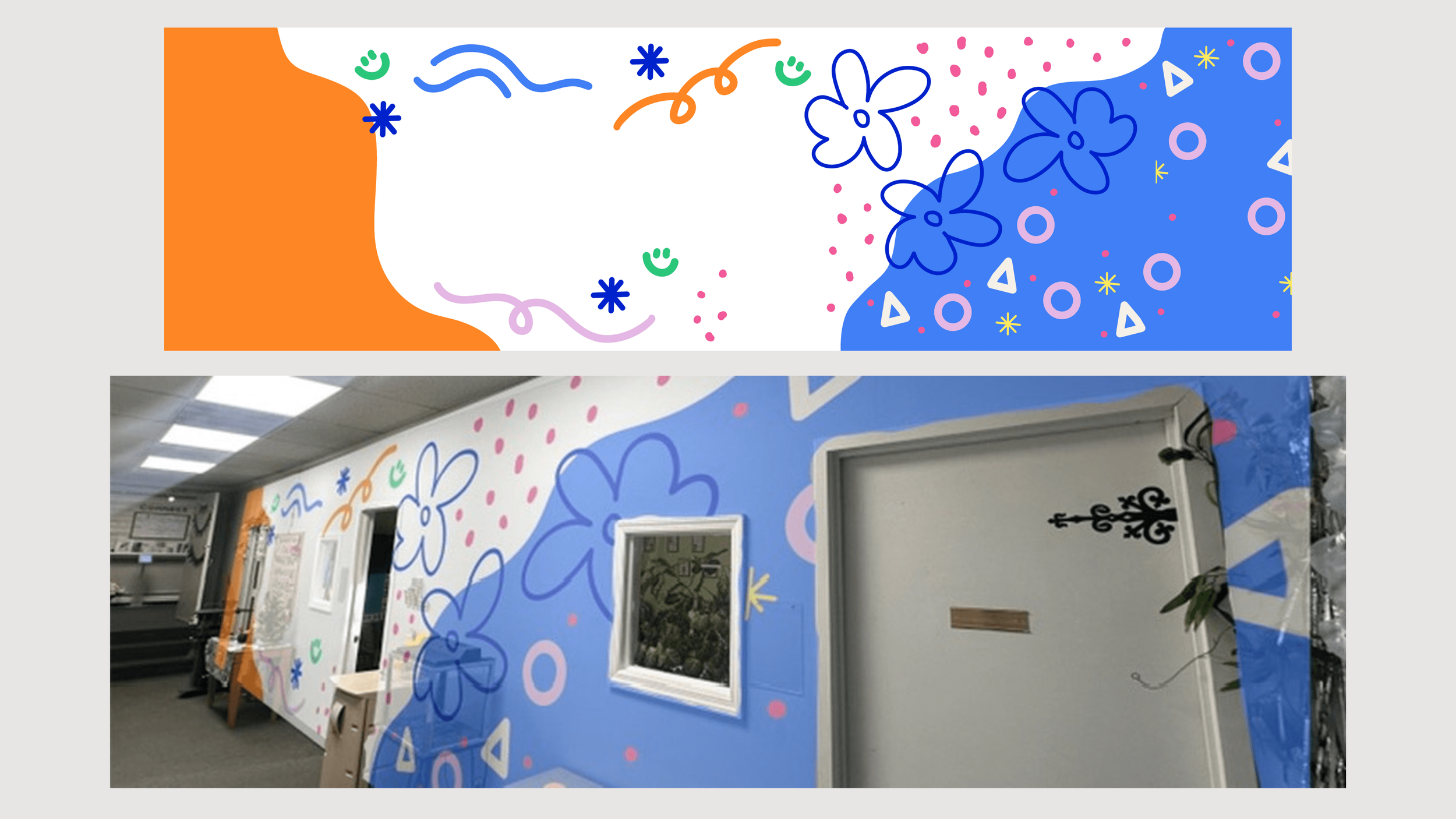 NCC Kids Nesconset Christian Church Hallway Mural Bright Bold Fun Illustrated Muralist Paxton Creative Co