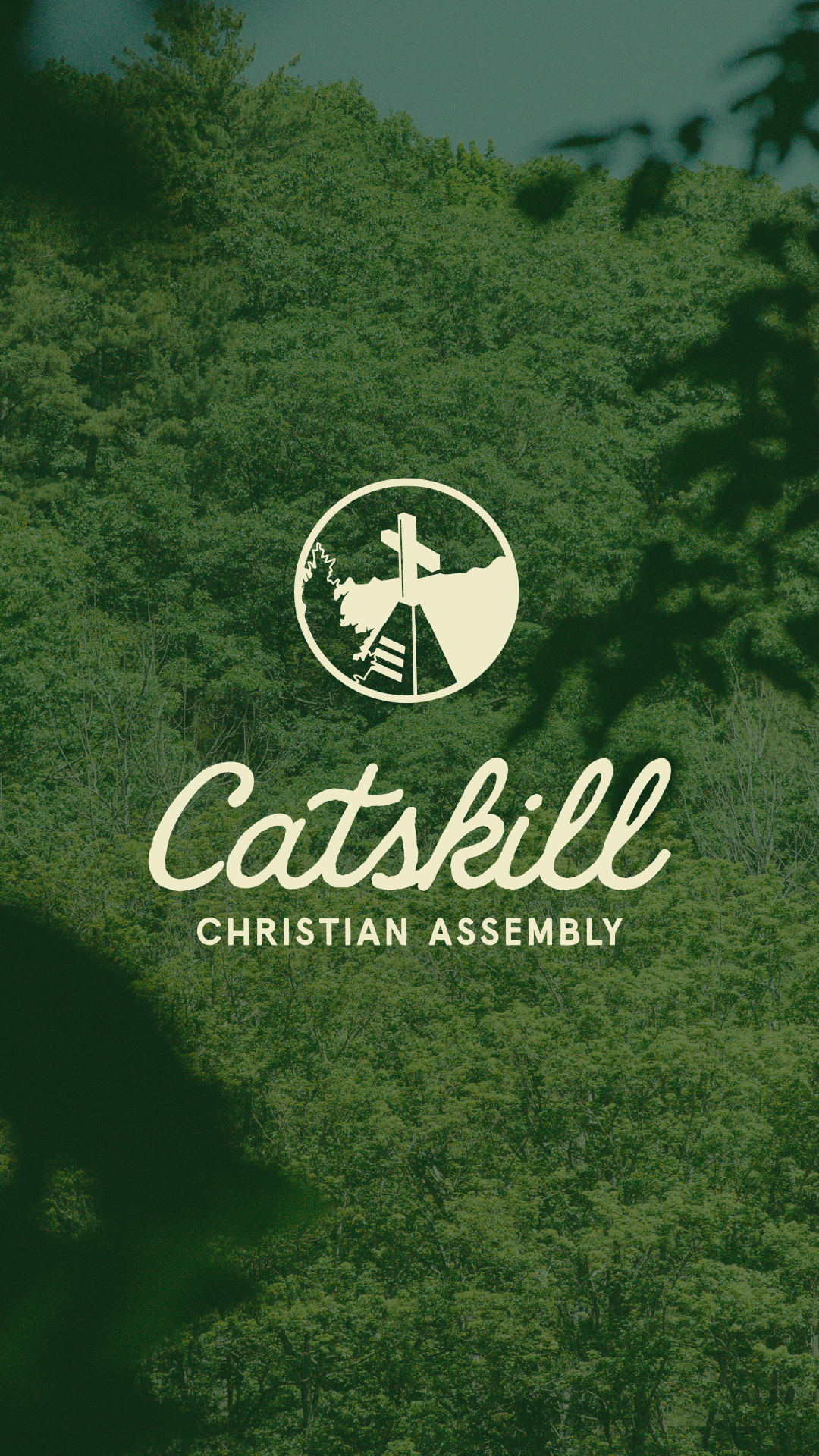 Catskill Christian Assembly Logo Stacked on trees in the catskills