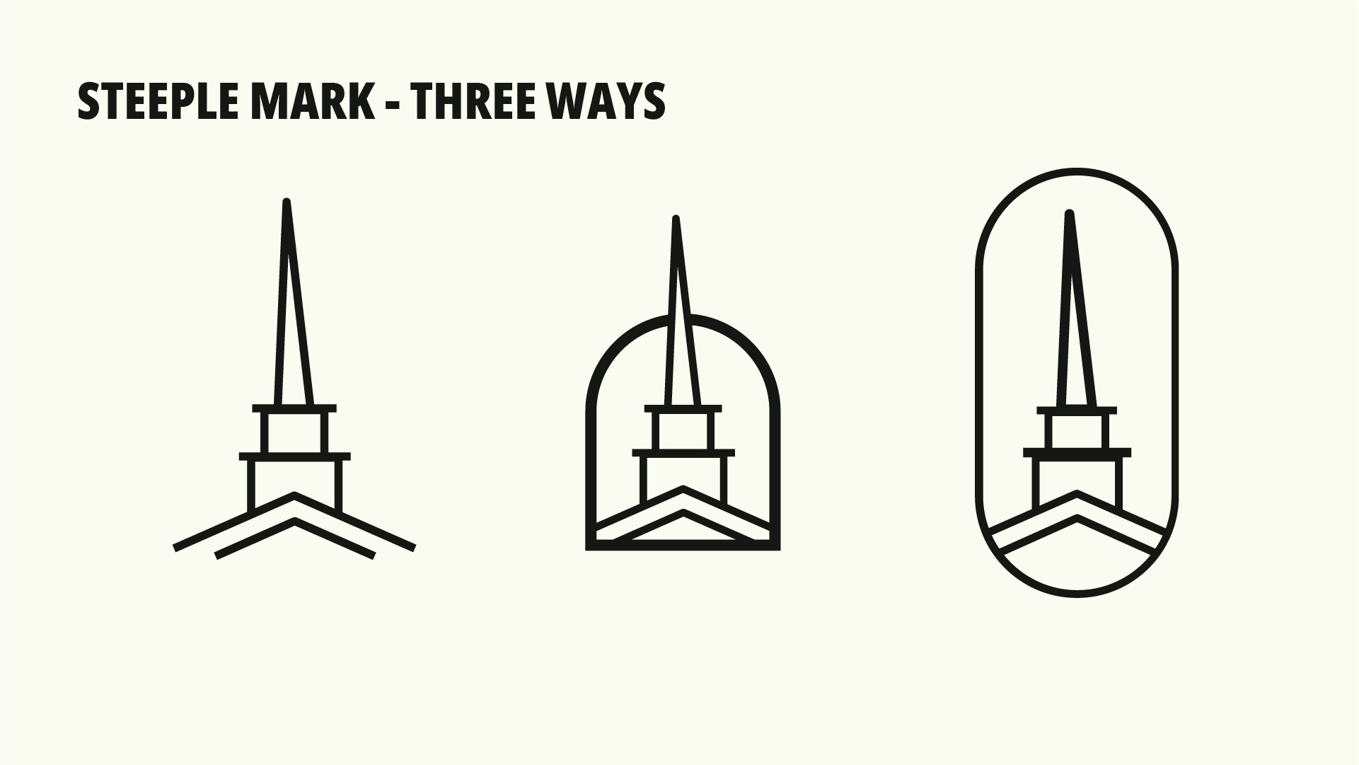 New Village Church Branding Steeple Logo Mark - Three ways - Designed by Paxton Creative Co