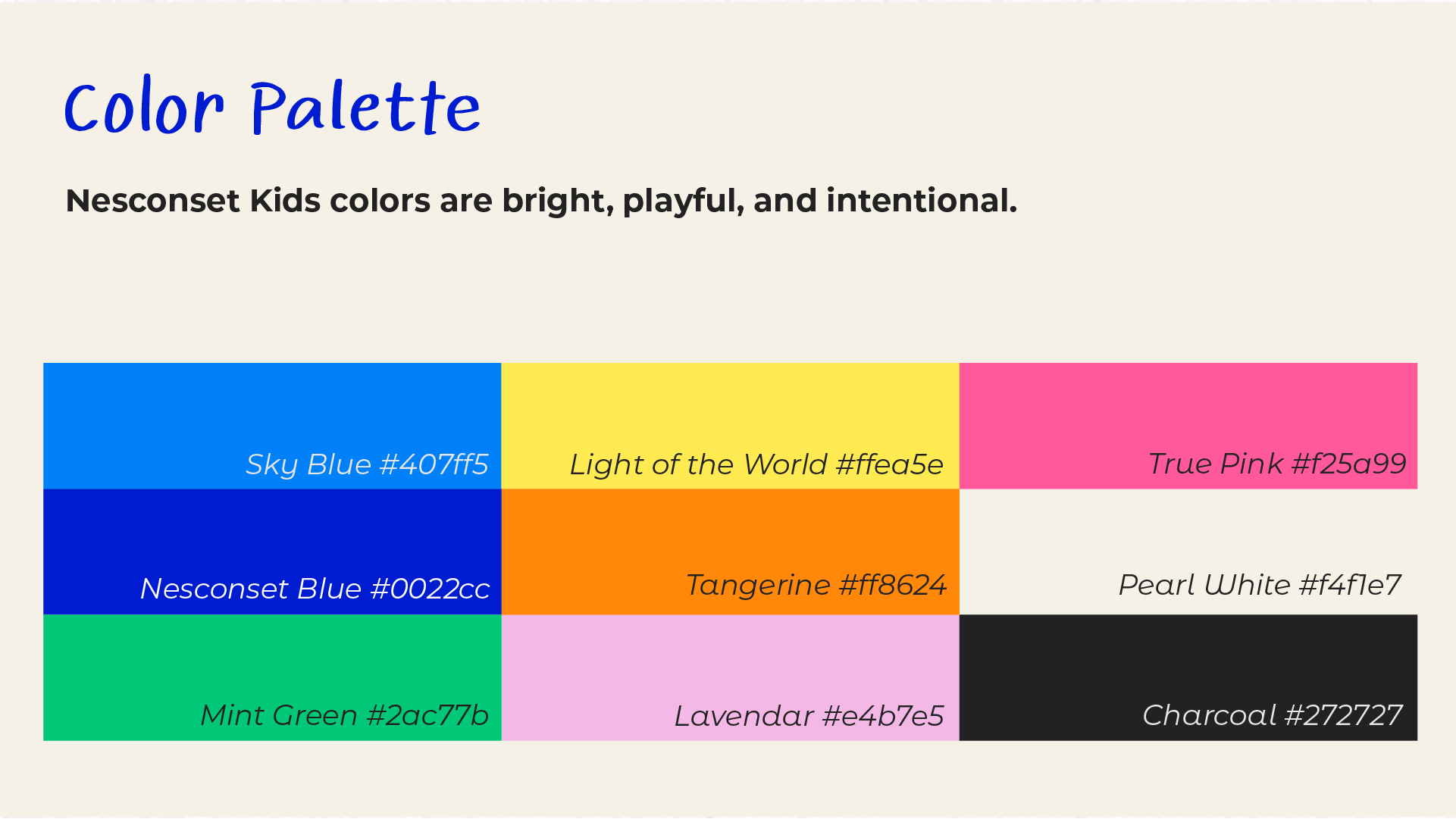 Nesconset Christian Church Kids Color Palette