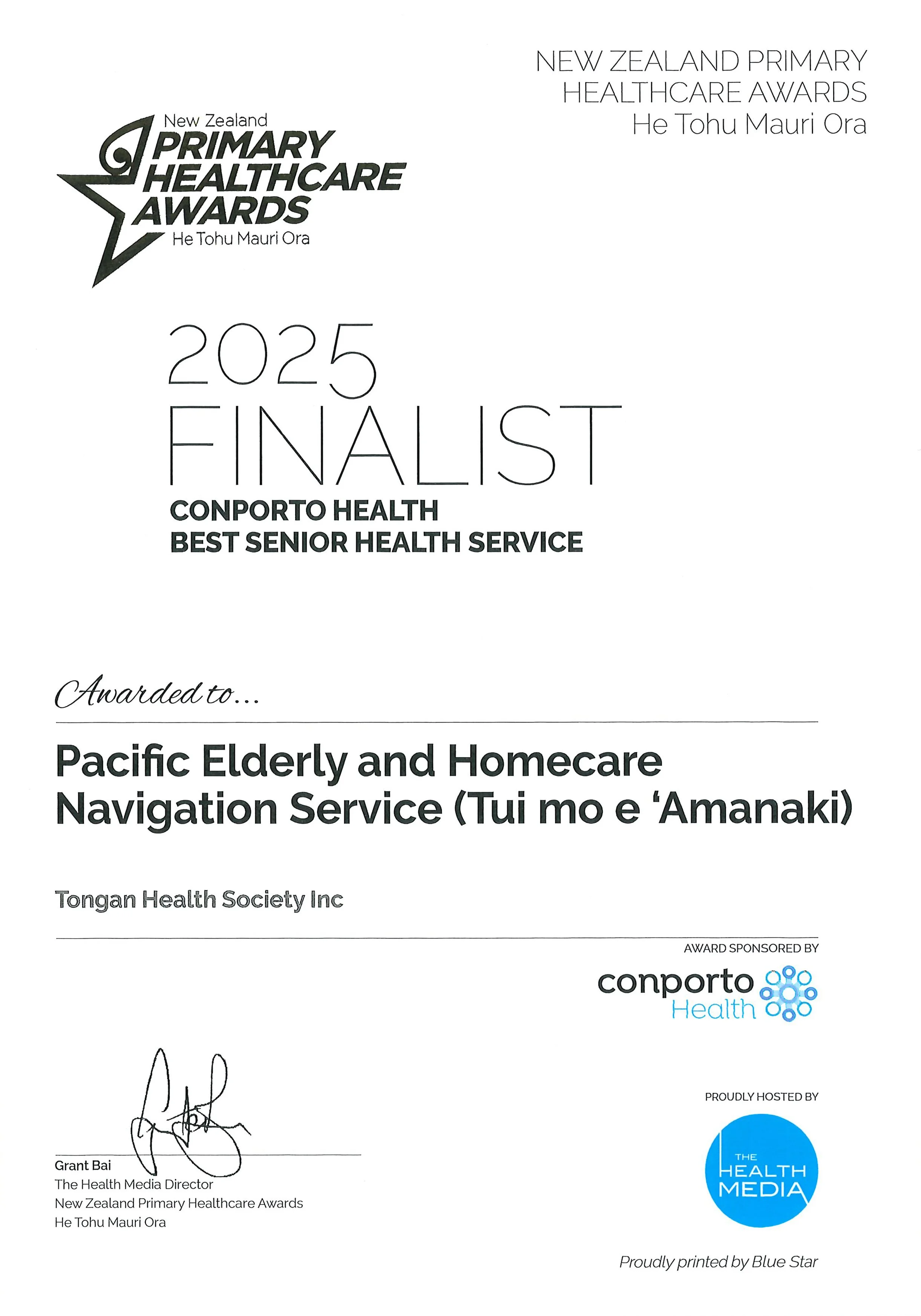 NZPHA award senior service