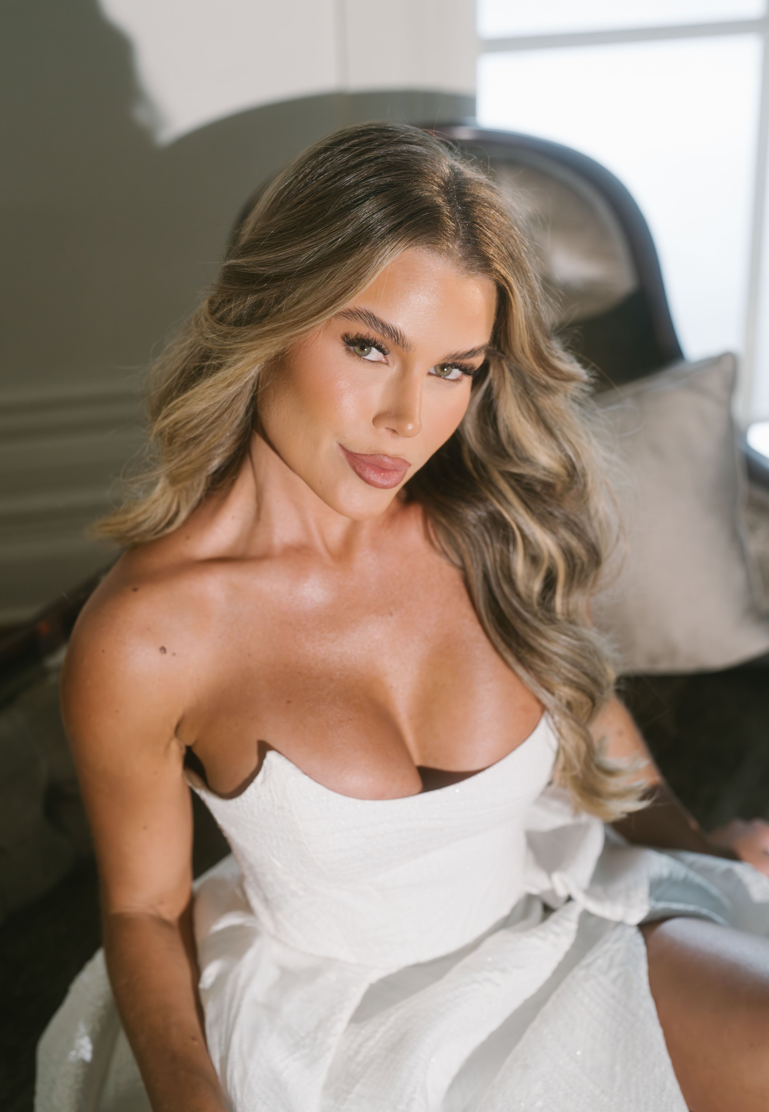 Skye Wheatley wedding dress sitting