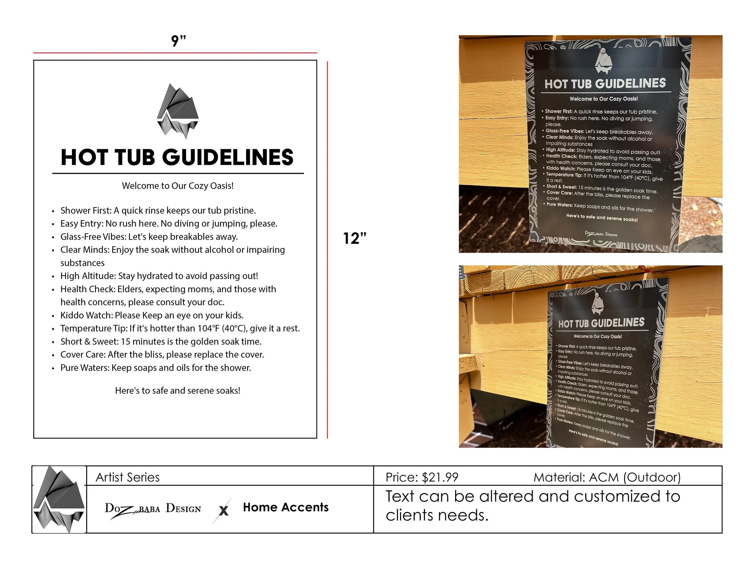 Hot Tub Safety sign