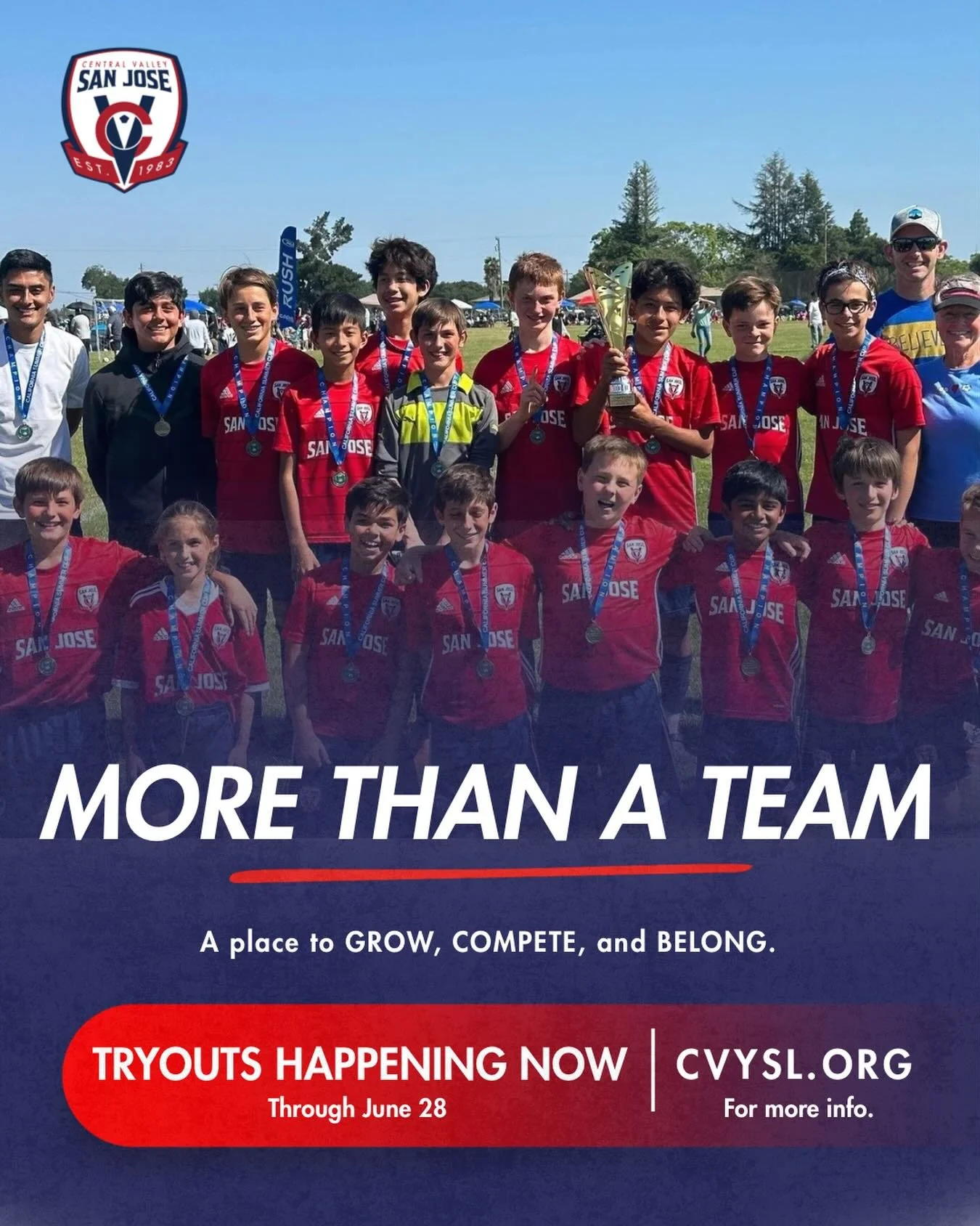 At CV San Jose, soccer is about more than just the game.

It&rsquo;s about teammates becoming friends, building confidence, competing together, and representing your community with pride.

We&rsquo;re excited to welcome new players and families into 