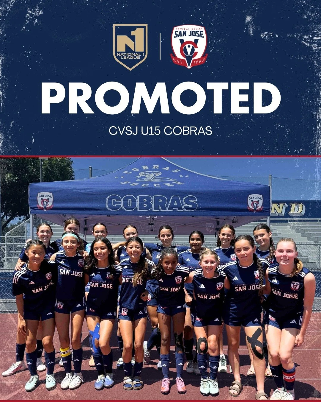PROMOTED. ⬆️🏆

A huge congratulations to the CVSJ U15 Cobras on an incredible spring season, finishing 1st place in their Premier Bracket and earning promotion to N1!

This achievement is a testament to the hard work and commitment these players sho