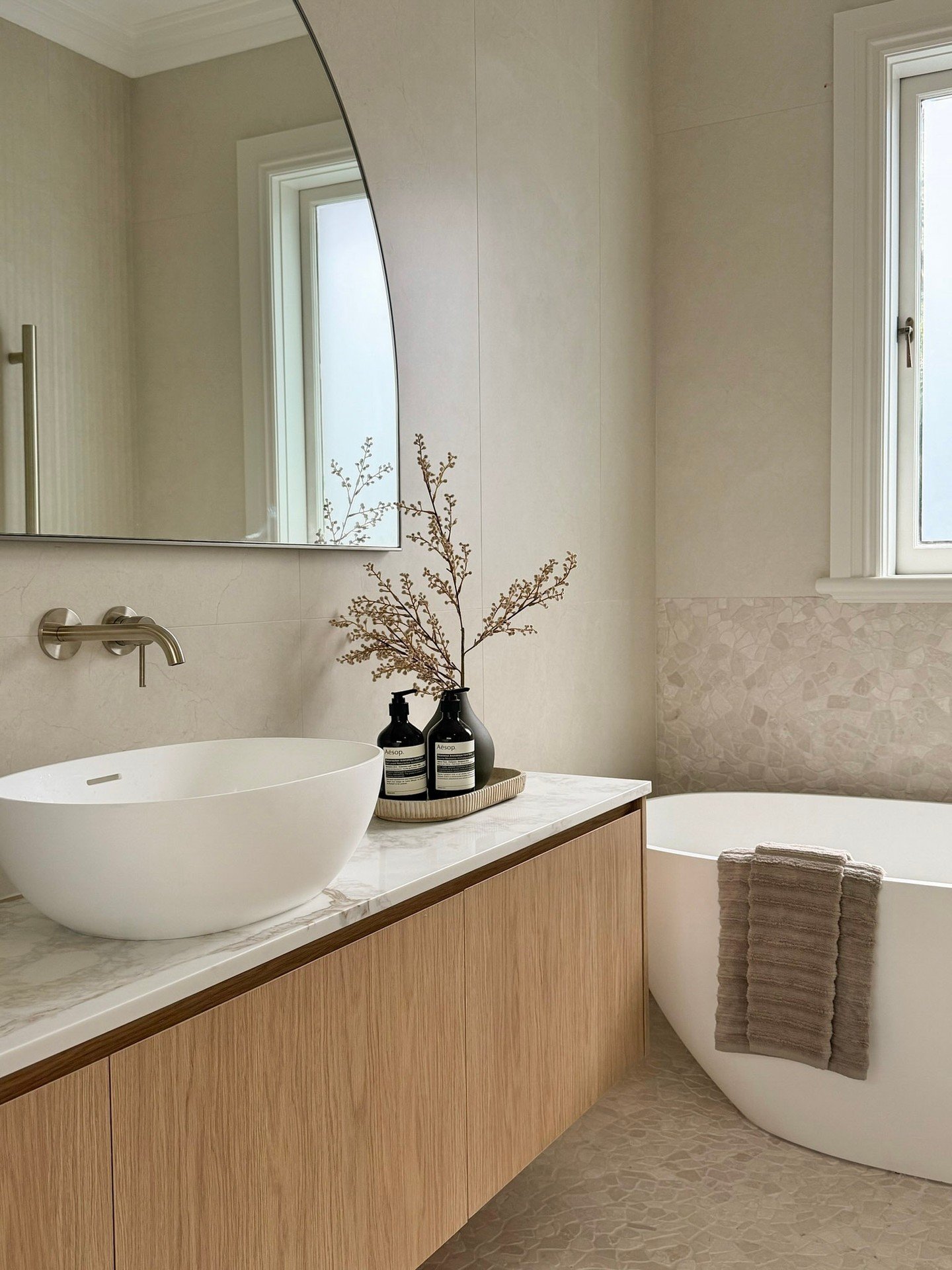 This bathroom was renovated to sell and it was simplistic and stunning
