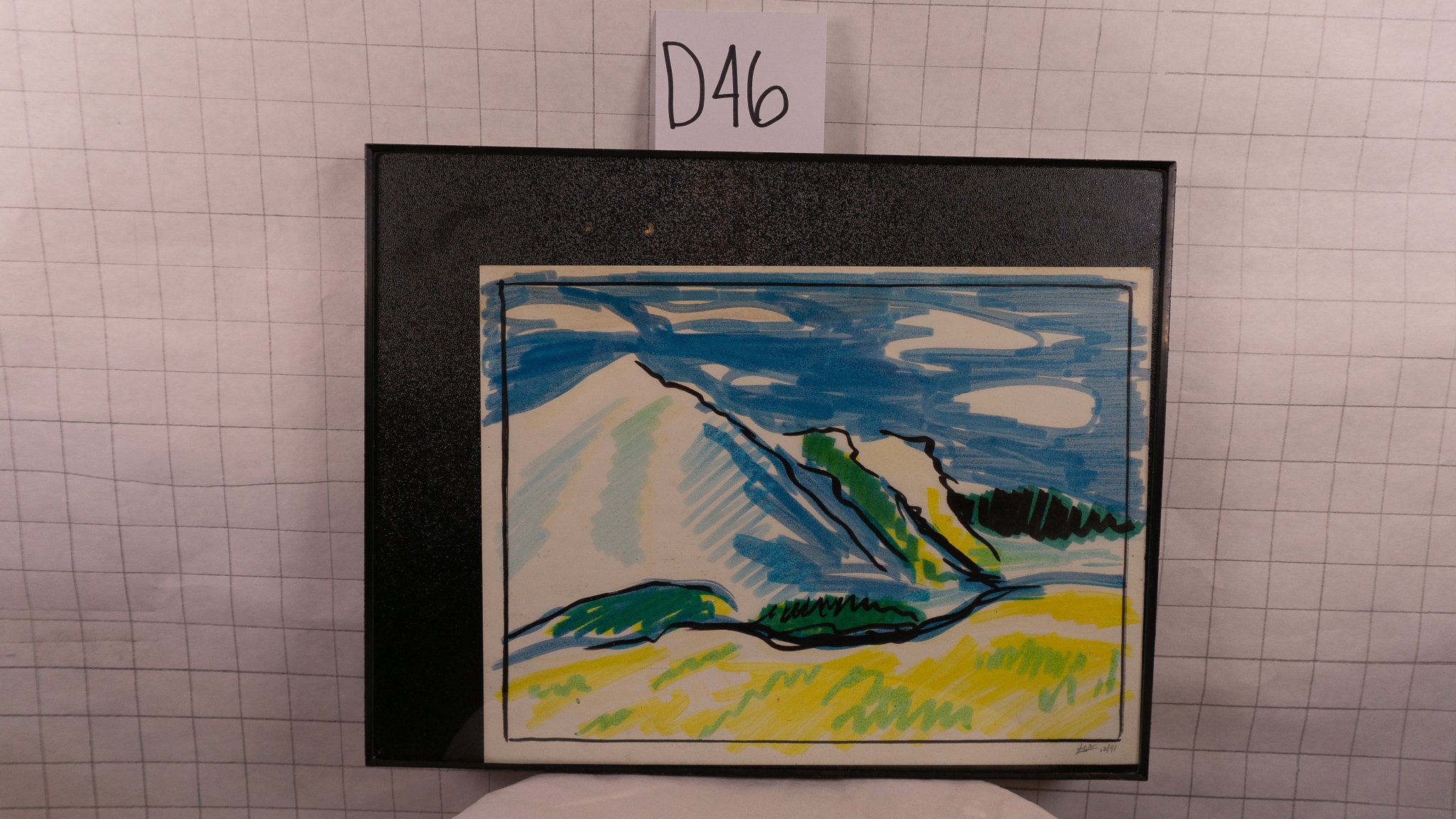 D46	marking pen on paper		landscape	12/1991	12 x 9	framed, signed		
