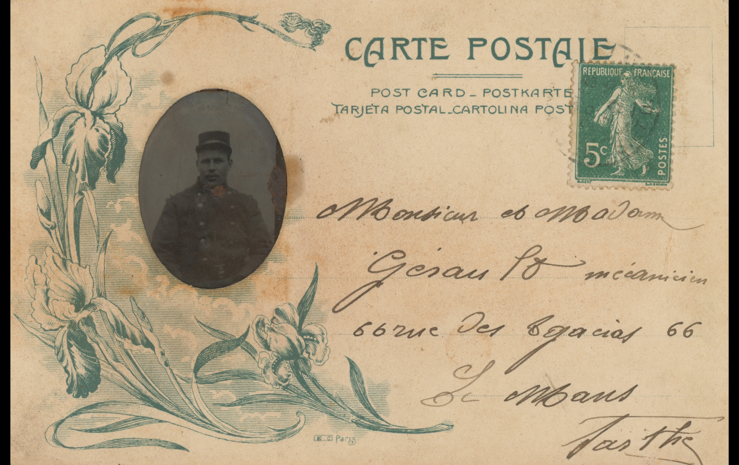(14.6.A) Portrait of engineer Hippolyte Auguste Joseph GERAULT
Date: c.1914
Location: ?
Unit: 1st Génie Regiment
Author: Hippolyte Auguste Joseph GERAULT
Present in the photo:
1. Hippolyte Auguste Joseph GERAULT (Mle 867)
FM:  tinyurl.com/2p86ysmj 