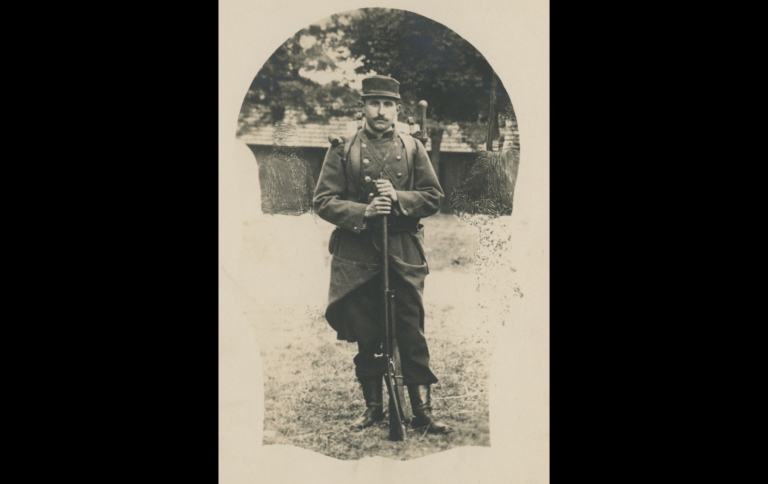 (14.3.A) Portrait of infantryman Augustin Claude GUYOT
Date: c.1914
Location: ?
Unit: 210th Infantry Regiment
Author: ?
Present in the photo: 
1. Augustin Claude GUYOT (Mle 974) MPLF 17.11.1914 ✝
FM:  tinyurl.com/2744xe32 