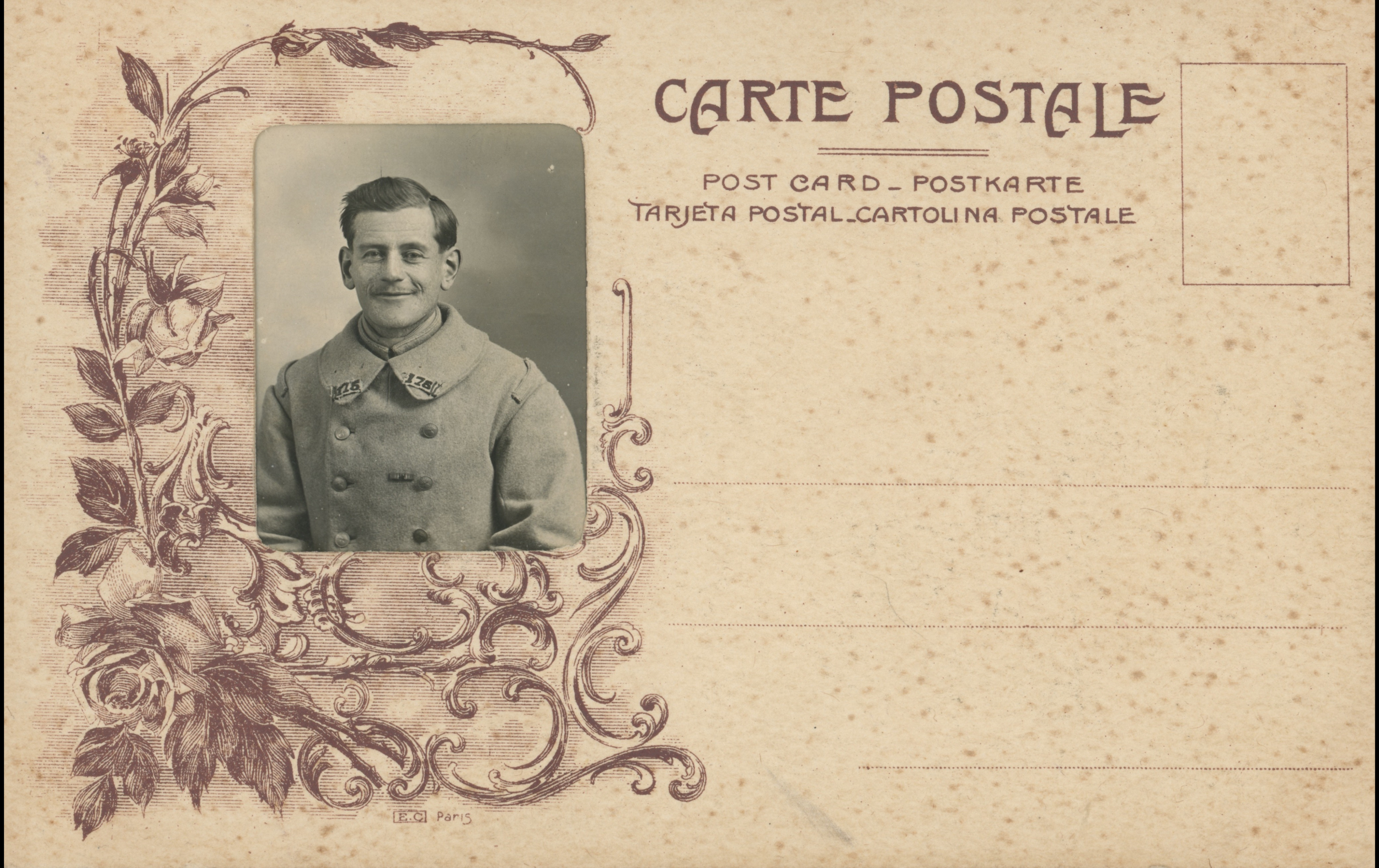 (18.25.A) Portrait of an infantryman of the 175th Infantry Regiment
Date: March 8th 1918
Location: Studio
Unit: 175th Infantry Regiment
Author: ?
Present in the photo: ?