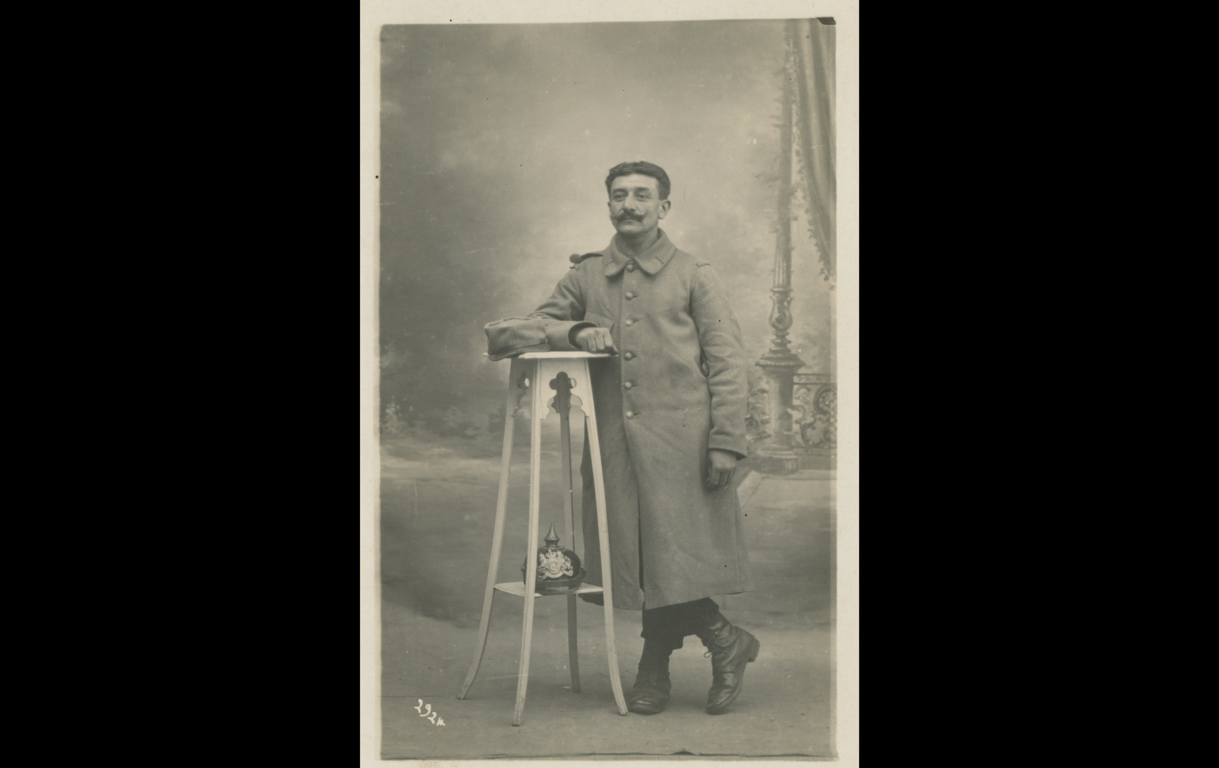 (15.53.A) Portrait of an infantryman of the 80th Territorial Infantry Regiment with a Pickelhaube
Date: c.1915
Location: Studio
Unit: 80th Territorial Infantry Regiment
Author: ?
Present in the photo: ?