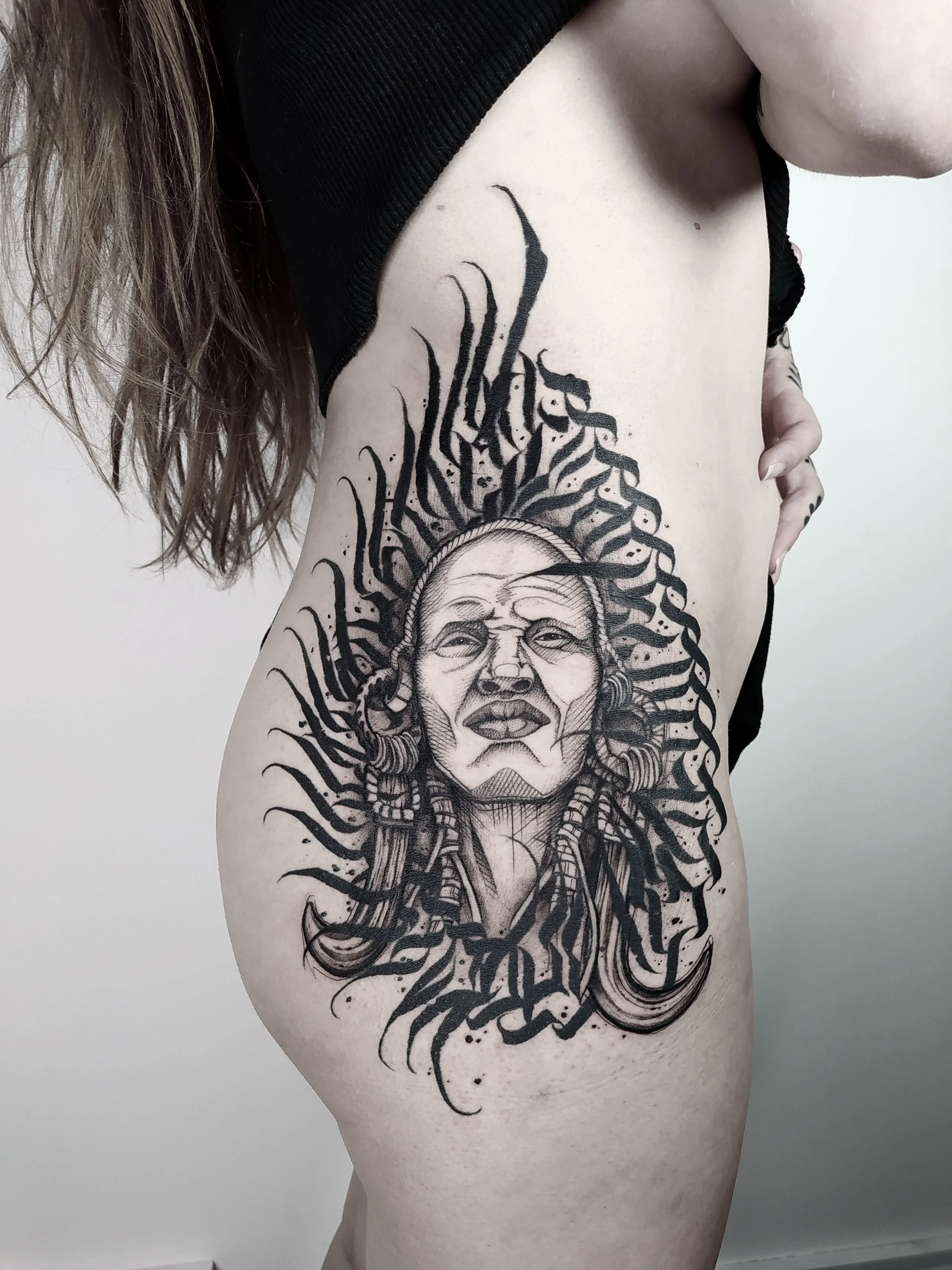 sketch tattoo portrait abstract calligraphy