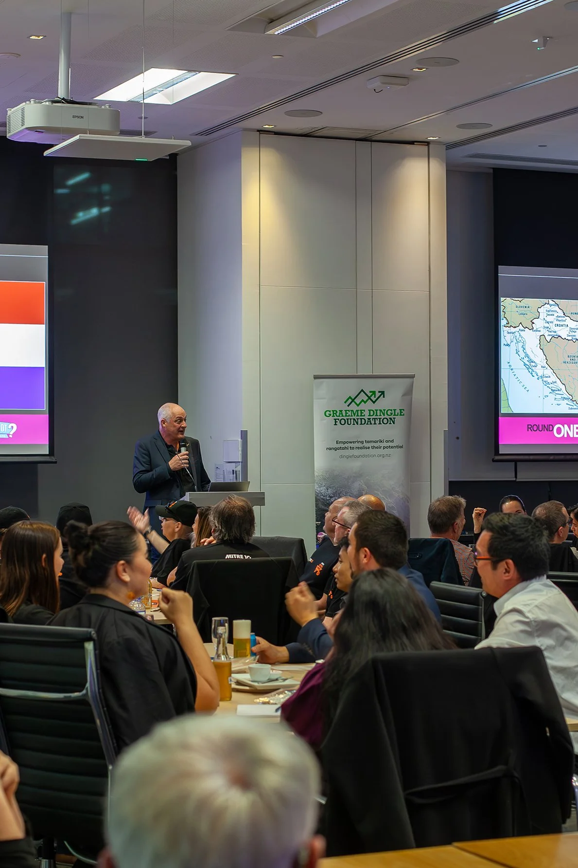 MC David Downs and the audience