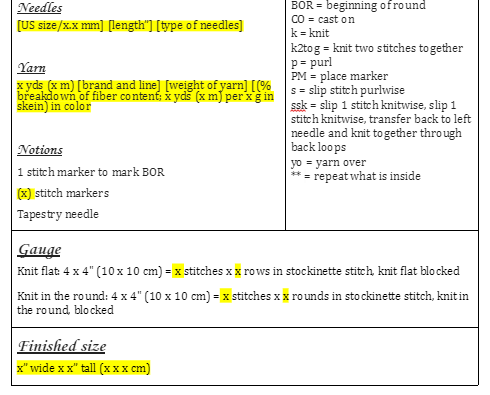 Use a template to design knitting patterns