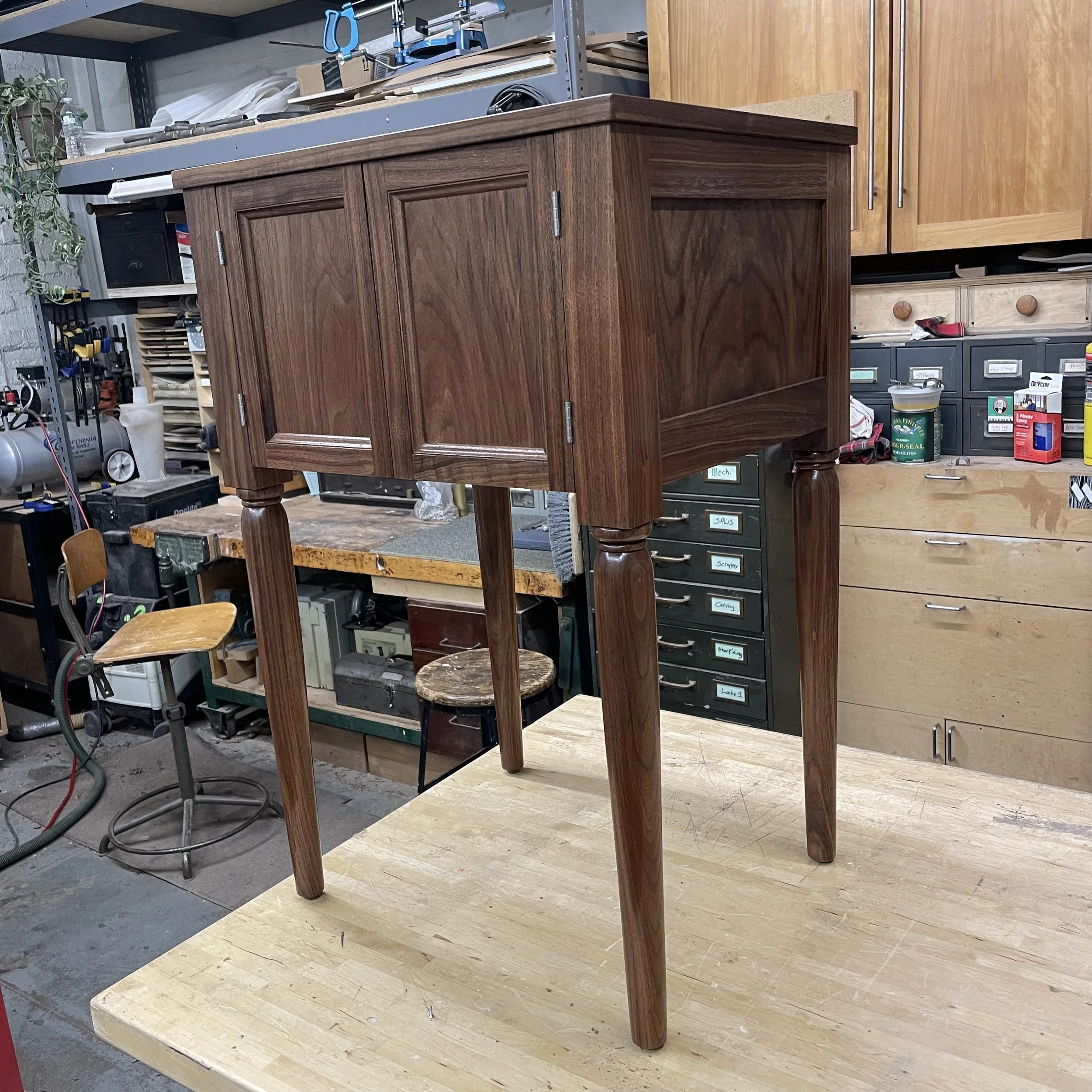 Bathroom vanity with turned legs