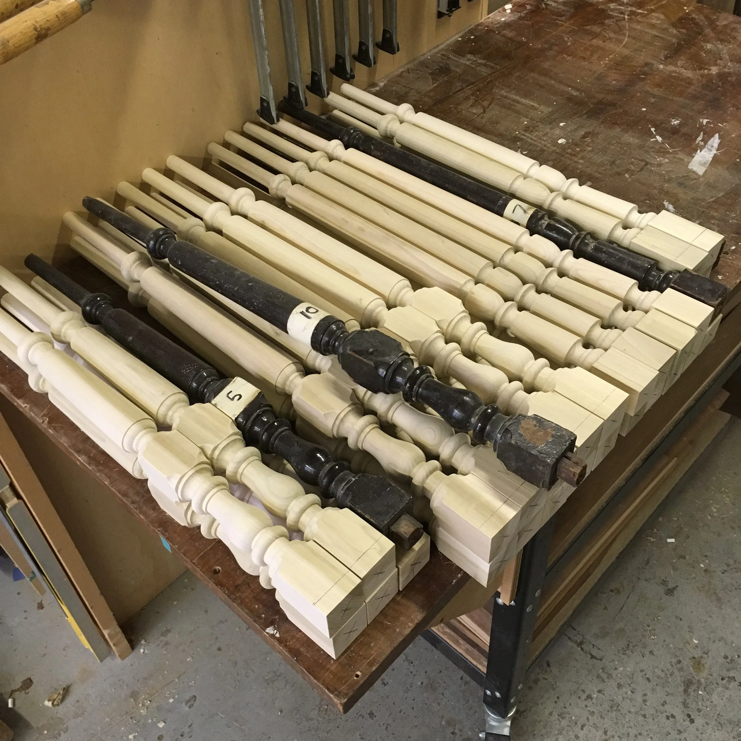 Run of reproduction staircase balusters