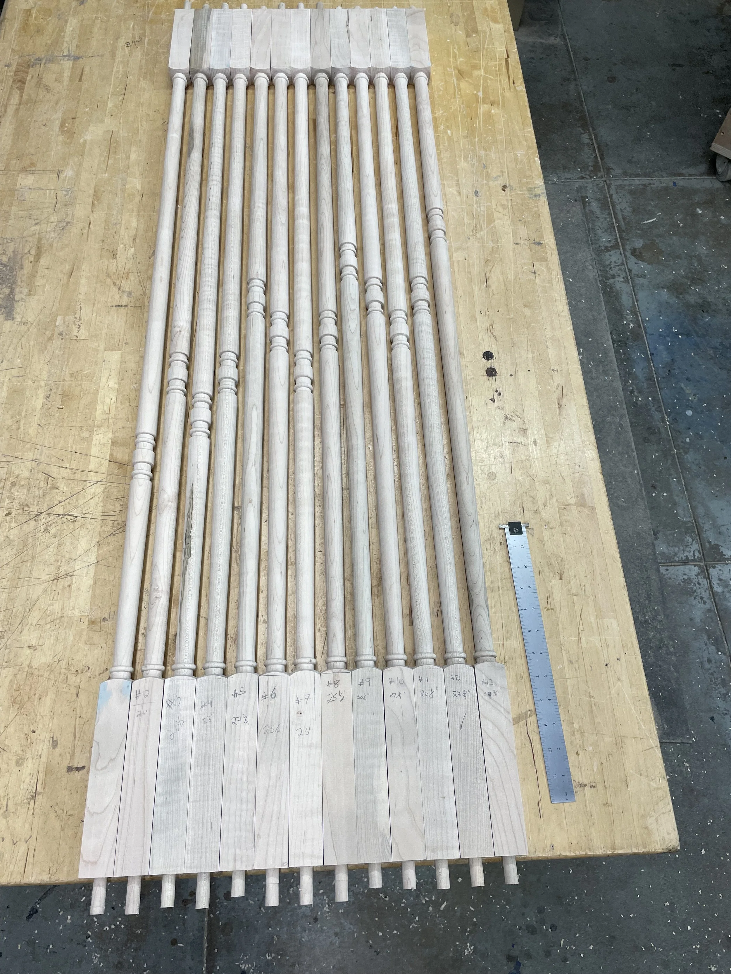 Turned spindles for room divider