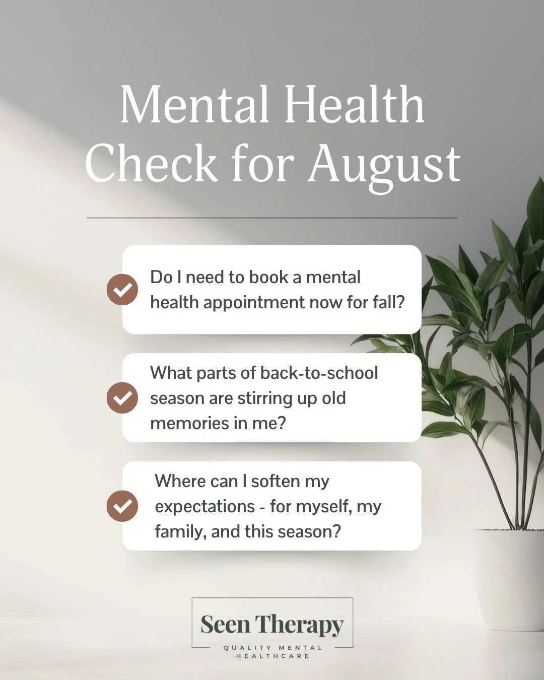 August isn&rsquo;t just &ldquo;pre-September.&rdquo; It&rsquo;s a full-on transition season, and your mental health deserves a little love.

Here are 3 simple check-in questions to help you prep emotionally (not just logistically) for the fall:
🧠 Do