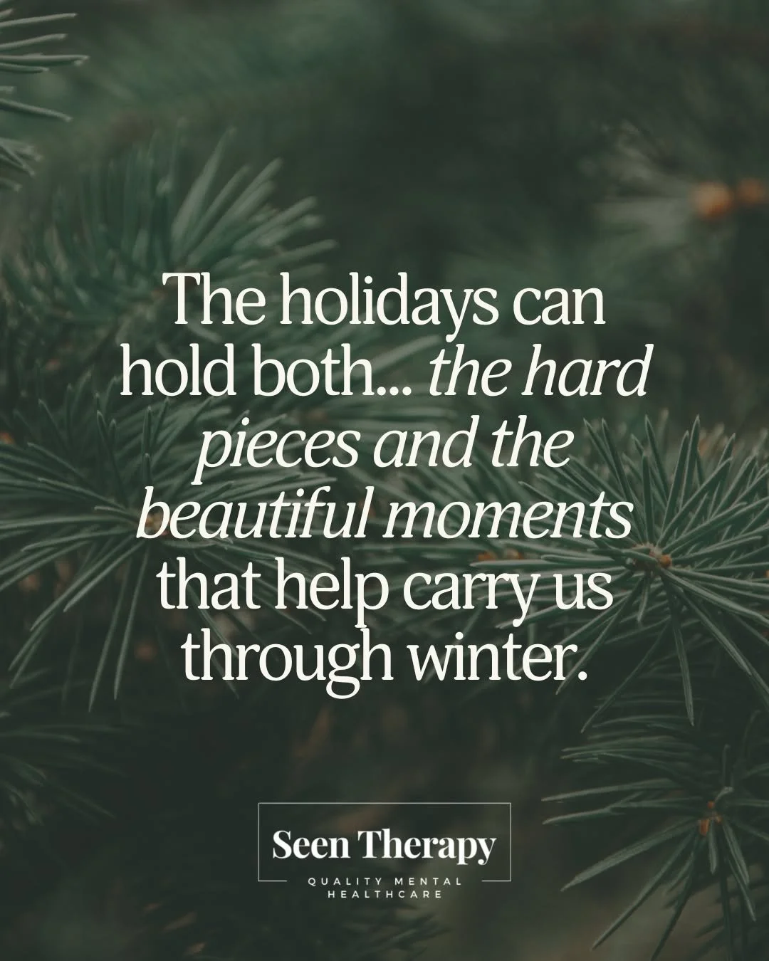 The holidays can hold both - the hard pieces and the moments that genuinely carry us through winter.
And when you have a history of relational trauma, the season often brings up old patterns before you even realize it.

Here are a few grounding remin
