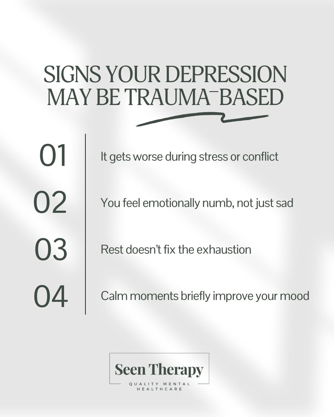 Depression doesn&rsquo;t look the same for everyone.

For some people, it isn&rsquo;t constant or chemical - it rises and falls with stress, conflict, and how safe the nervous system feels. That doesn&rsquo;t make it &ldquo;less real.&rdquo; It means