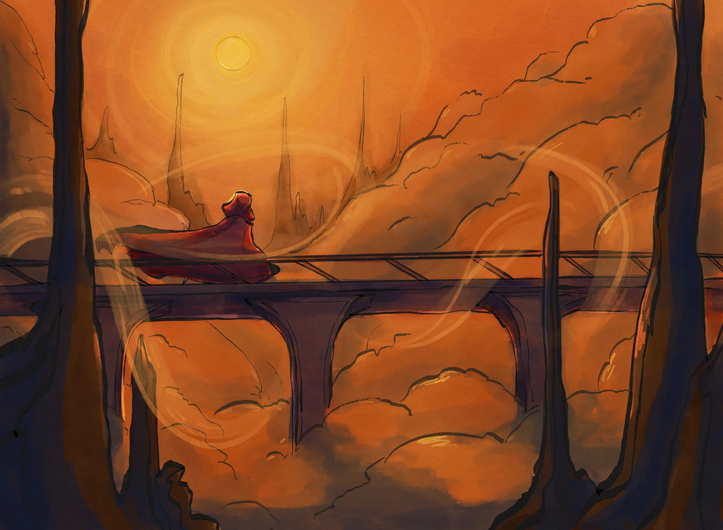 "The Bridge" A project that jumpstarted my love of using the orange color palette in everything. 2022.