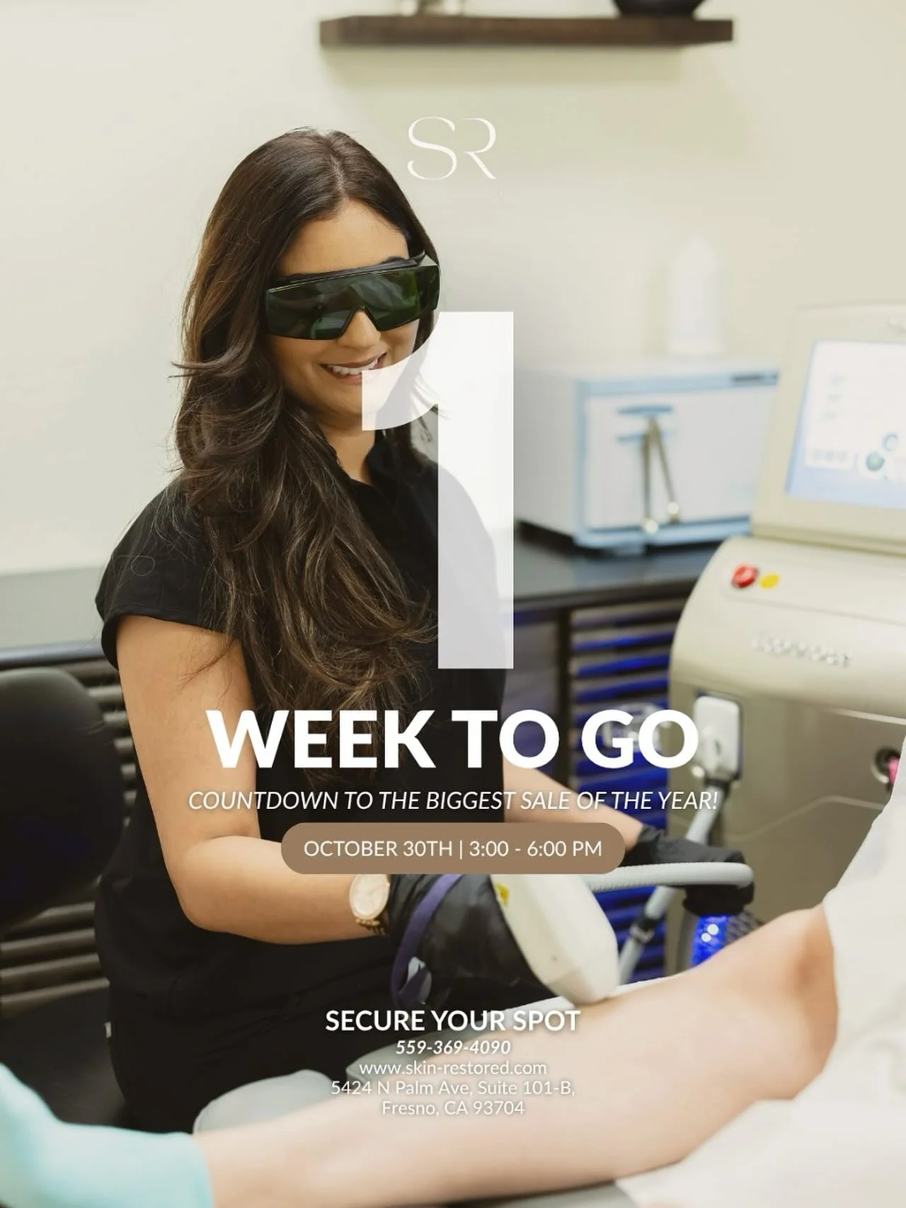 The countdown is ON — just 1 week to go! 🔥
We’re getting ready for Skin Restored’s BIGGEST SALE of the year and trust us… you don’t want to miss this glow-up event! 
💉 Up to 50% OFF your favorite treatments
🎁  Over