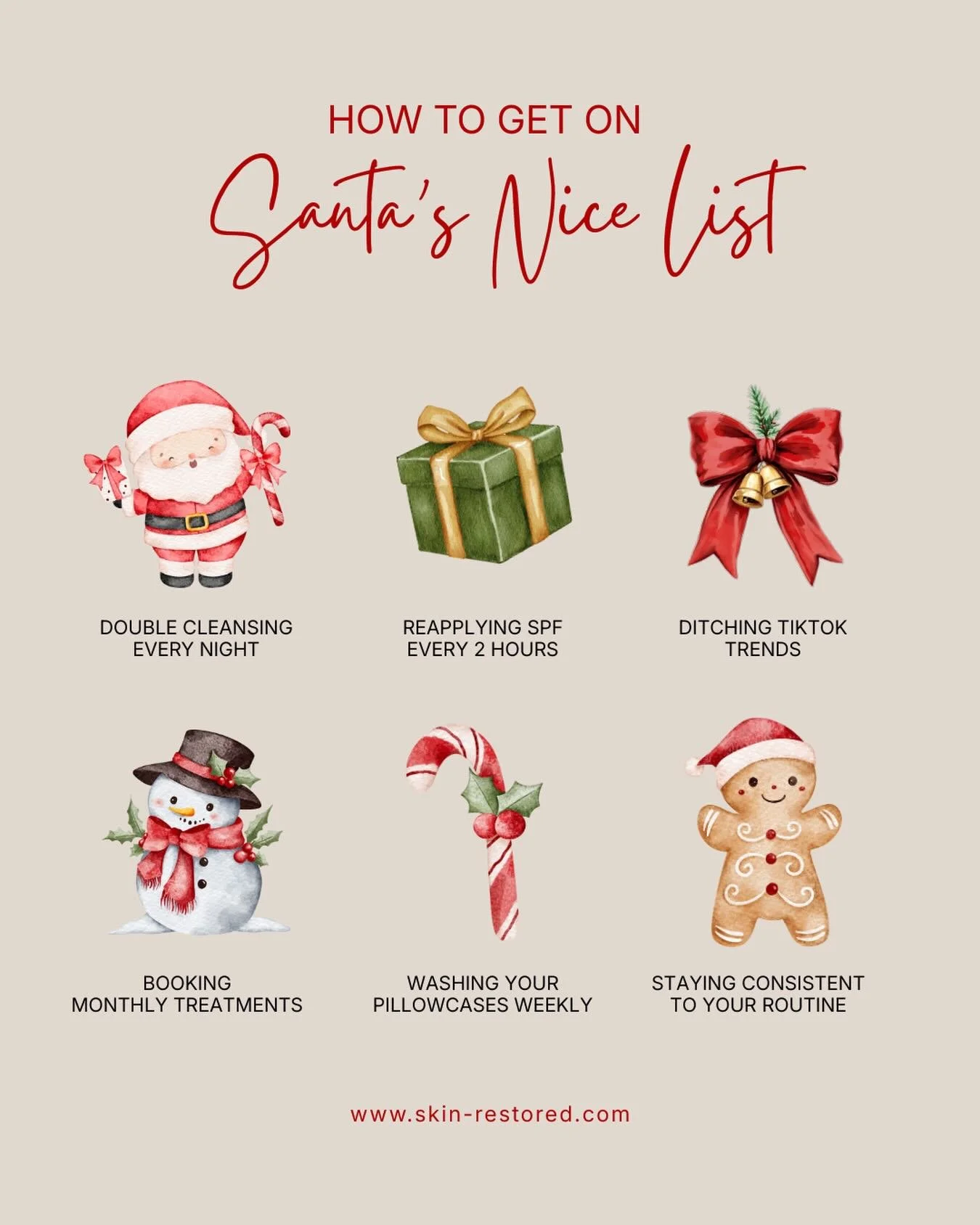 Want to make it onto Santa&rsquo;s Nice List this year? Here&rsquo;s how to keep your skin glowing all holiday season long! 🎅

Are you ready to give your skin the gift of consistency this season? Let us know your favorite holiday skincare tip! 🎁

?