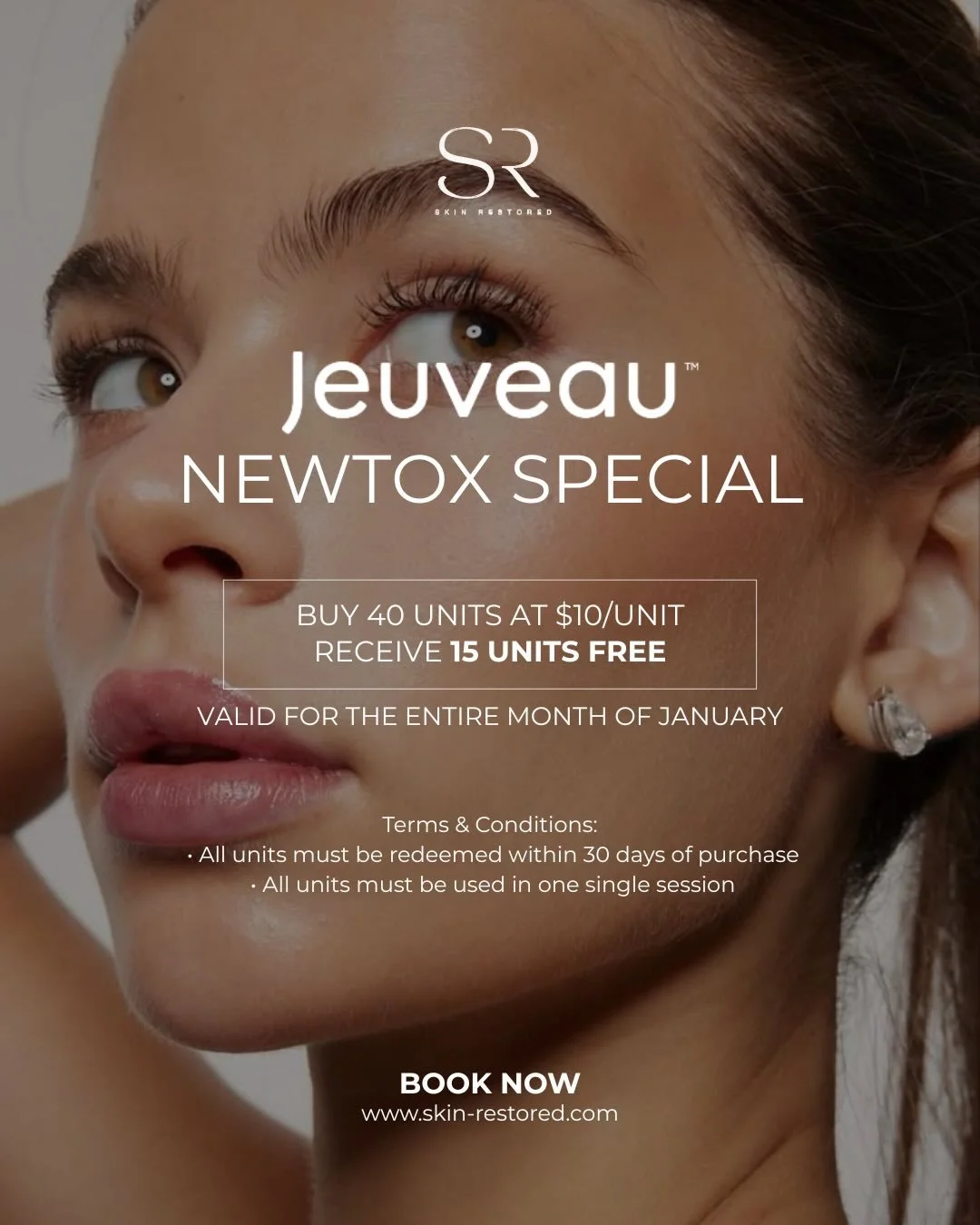 Start the year with smoother, refreshed skin with our New Year Jeuveau NewTox Special. A fresh start deserves results that look natural, confident, and effortless.

💉 Buy 40 units at $10 per unit and receive 15 units free. Valid for the entire month