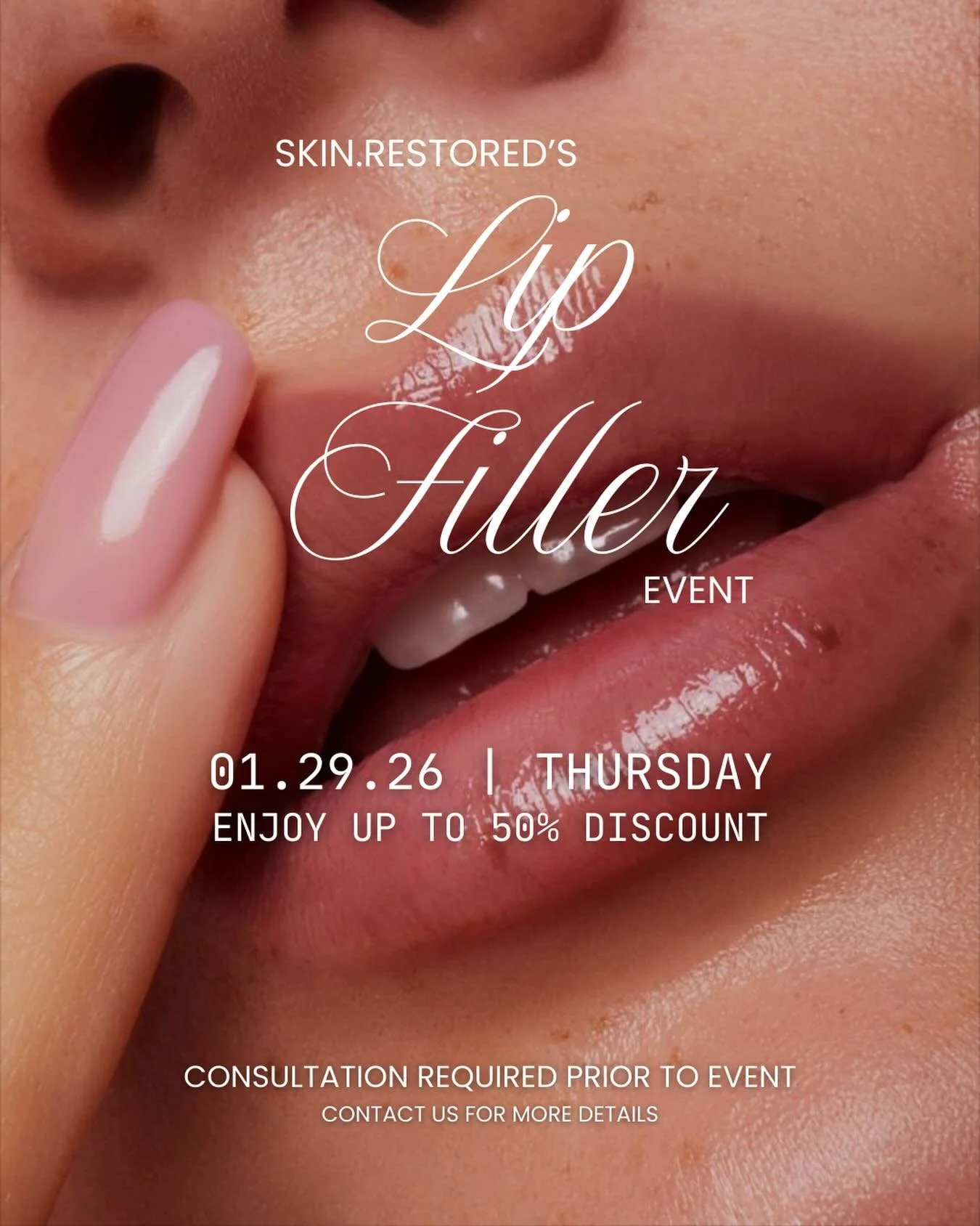 Thinking about a little lip refresh for the new year? 💋

We&rsquo;re excited to invite you to our exclusive Lip Filler Event at Skin Restored on January 29th! Whether you&rsquo;re a returning patient or new to our clinic, we&rsquo;re here to help yo