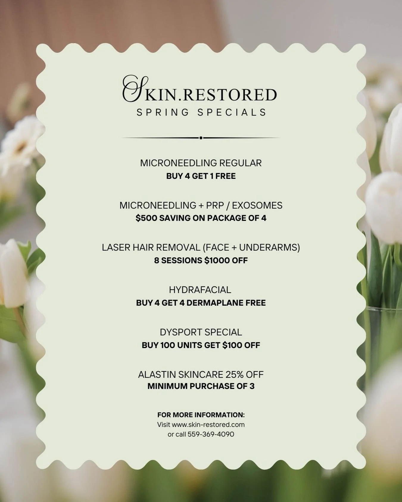 It&rsquo;s finally here 🌸✨

Our Spring Exclusive Online Sale is LIVE and these are the kind of offers you don&rsquo;t want to miss.

If you&rsquo;ve been waiting for the perfect time to start or upgrade your treatments, this is it! Limited-time savi