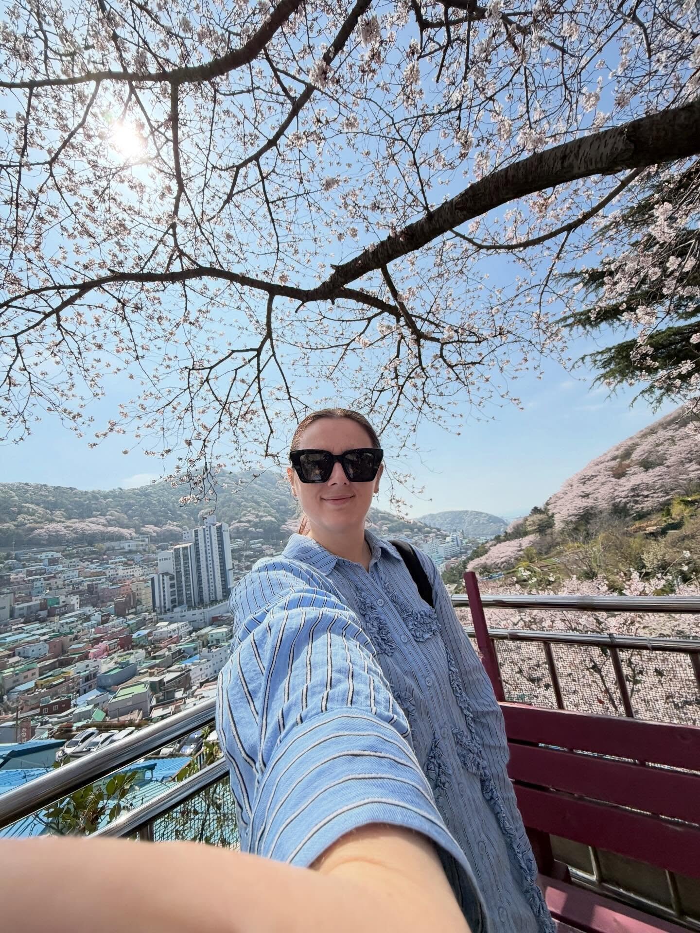 Full day of activities in Busan, South Korea 🗺️🏙️🚡 that we absolutely 10/10 would do again. 

📍Gamcheon Cultural Village 
I did not know what to expect and was completely in awe of the views the entire time I was here. Bonus was that it was cherr