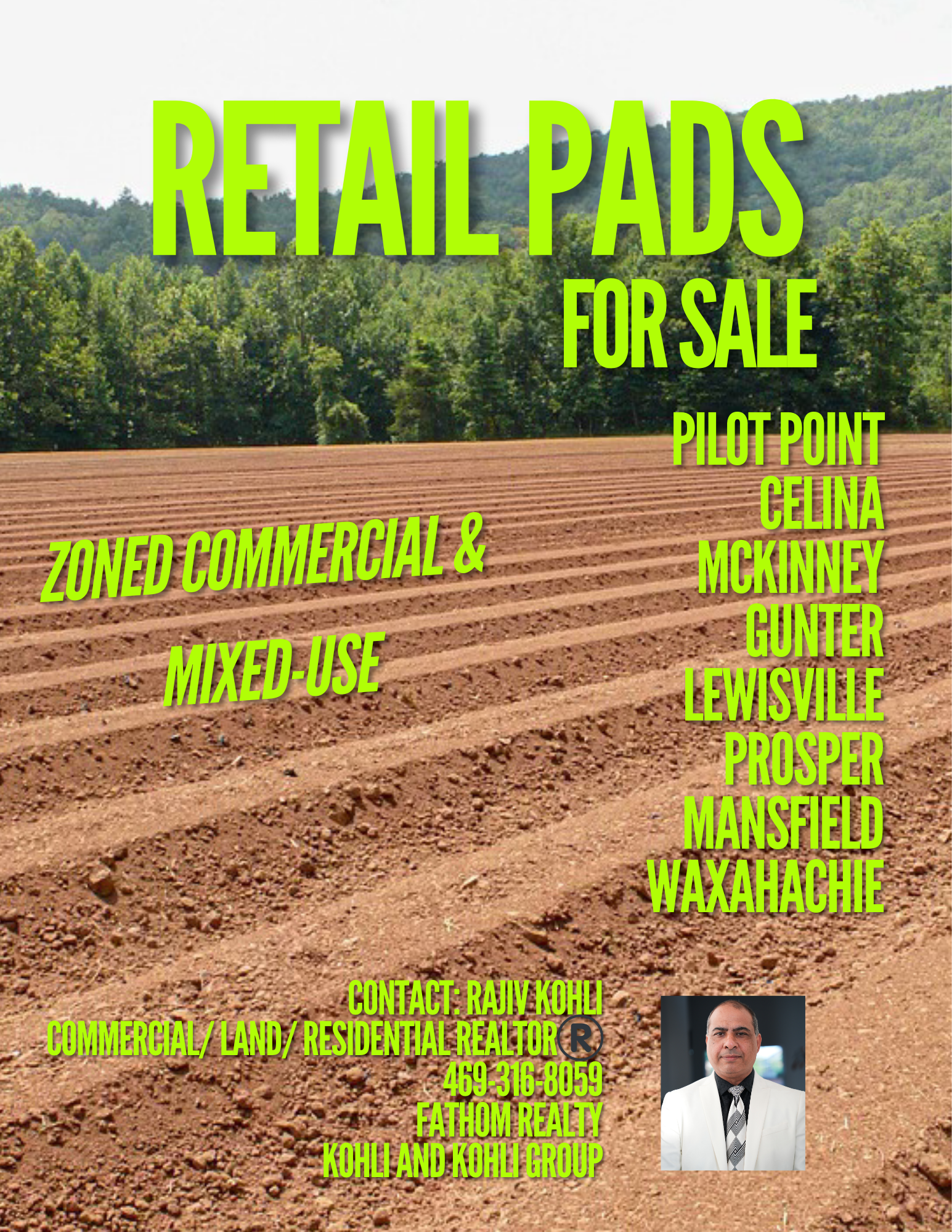 Retail Pads for Sale. Zoned Commercial and Mixed-Use (Sample Picture)