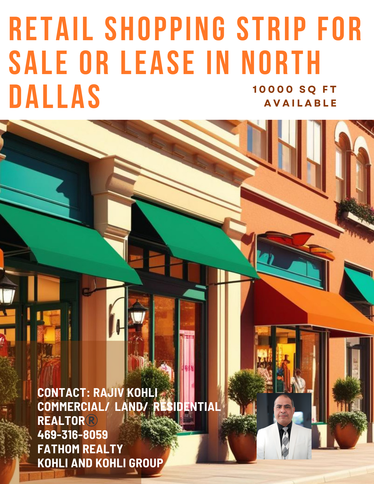 Retail Shopping Strip for sale or lease in North Dallas. 10000 +/- square feet. Shell building. Located off 380 Hwy  (Sample Picture)