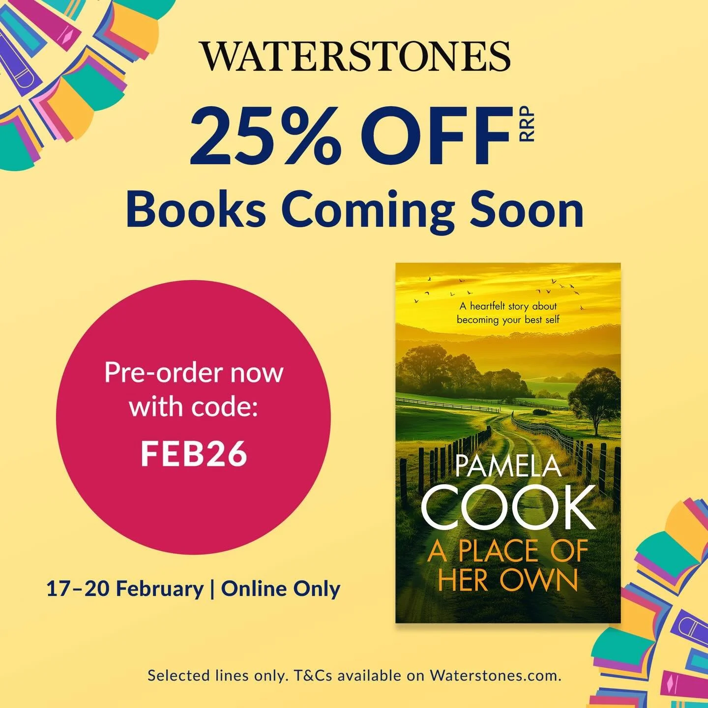Here&rsquo;s some exciting news! 

A Place of Her Own has been selected for Waterstones&rsquo; Pre-order Promotion! 🎉

The offer will be exclusively available on the Waterstones website and the Waterstones app, and will run from 00:01 Tuesday 17th F