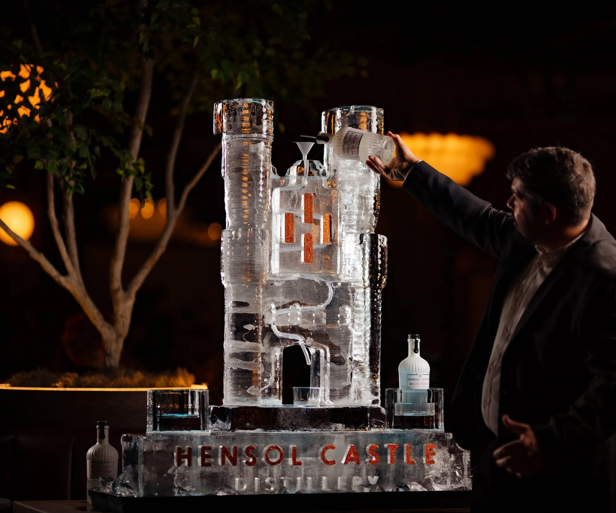 Castle ice luge for hensol vodka launch party stunning centerpiece  