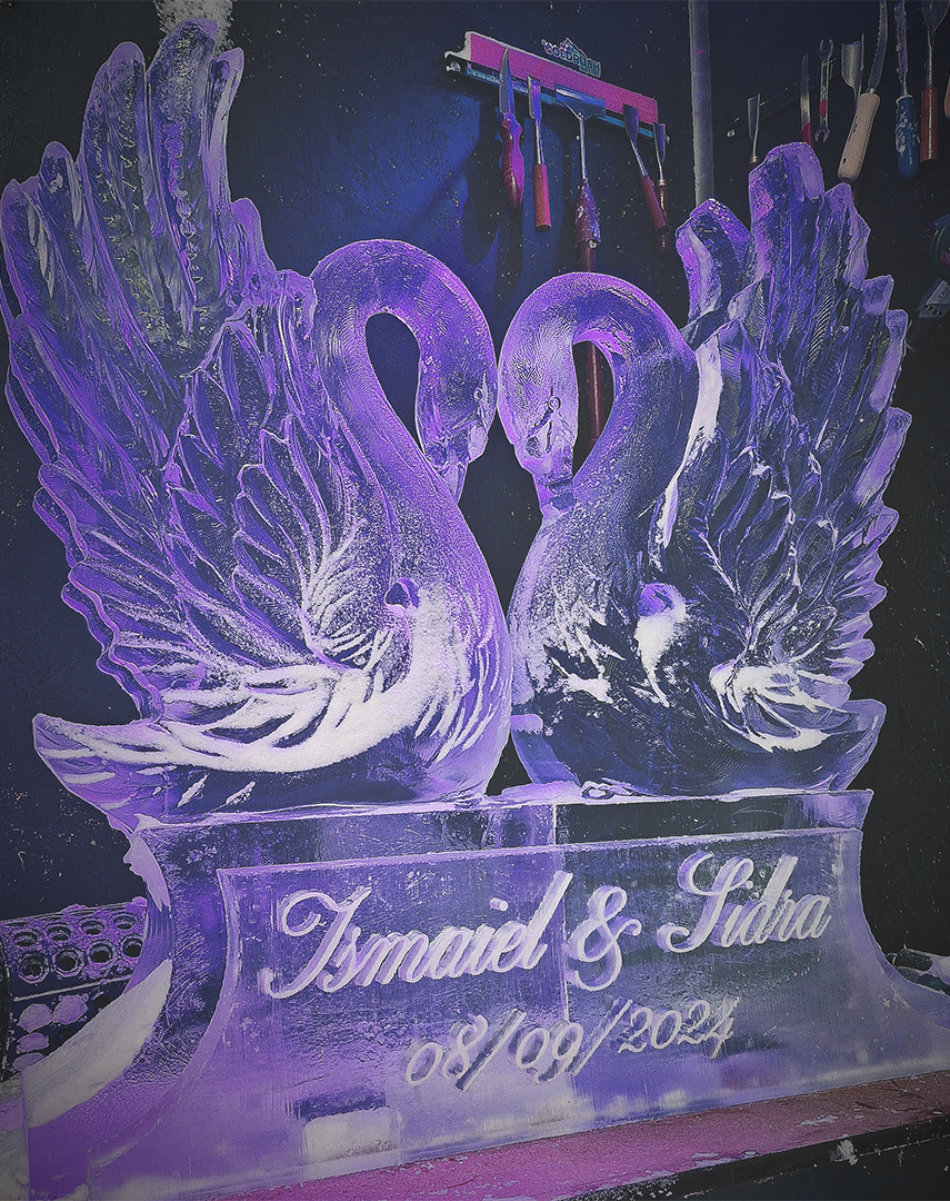 Swans ice sculpture UK