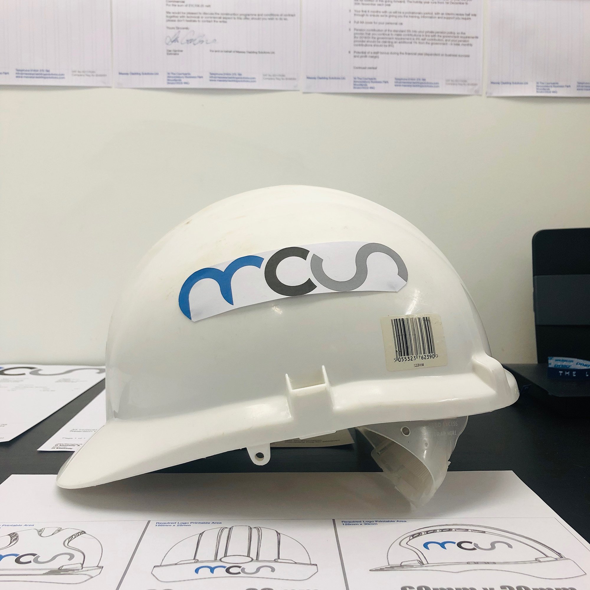Hard hat logo sizing