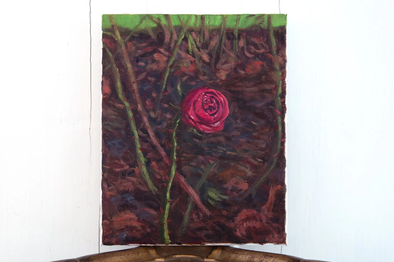 marraskuun ruusu öljyvärimaalaus Emmi Nummela