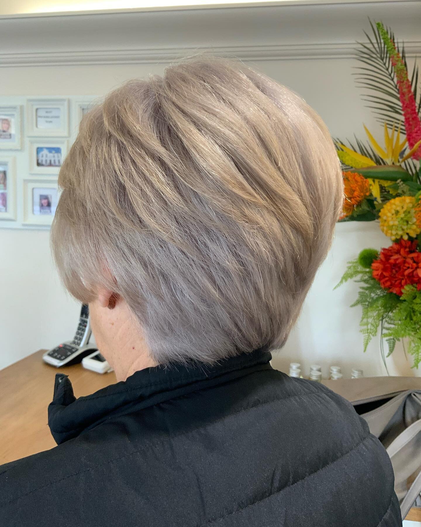 Transforming our guests existing warm golden blonde full colour , to silvery tones , which blend perfectly and near to our guests natural regrowth. 

Hair by - director/designer Fiona . 

Products used : @paulmitchell&nbsp;@paulmitchelluk @xgcolour #