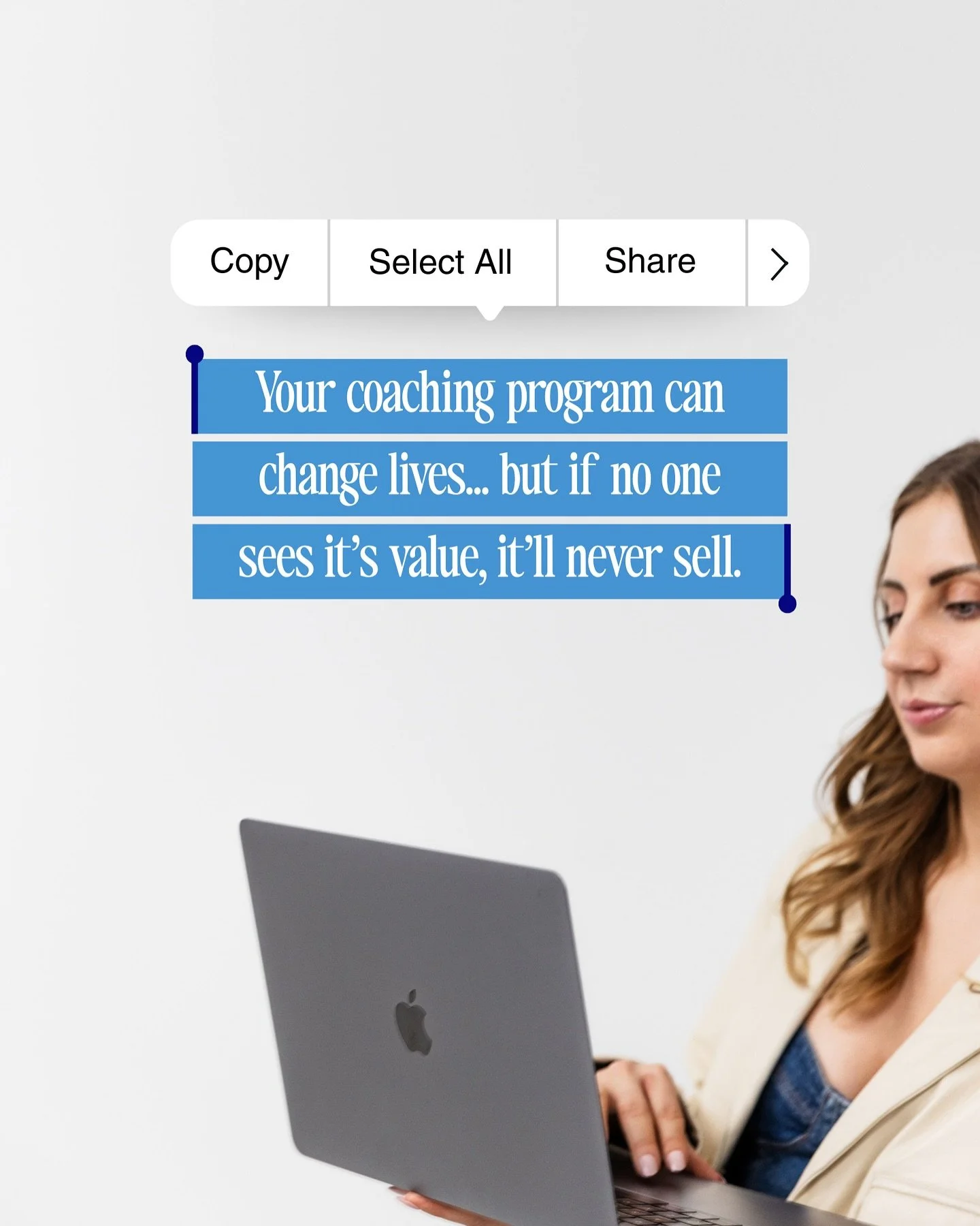 I work with soooo many coaches who think &ldquo;my program is amazing, it&rsquo;s packed with value, it transforms lives - selling it will be easy.&rdquo;

It&rsquo;s not.

You can have the most incredible offer in the world, but if your dream client