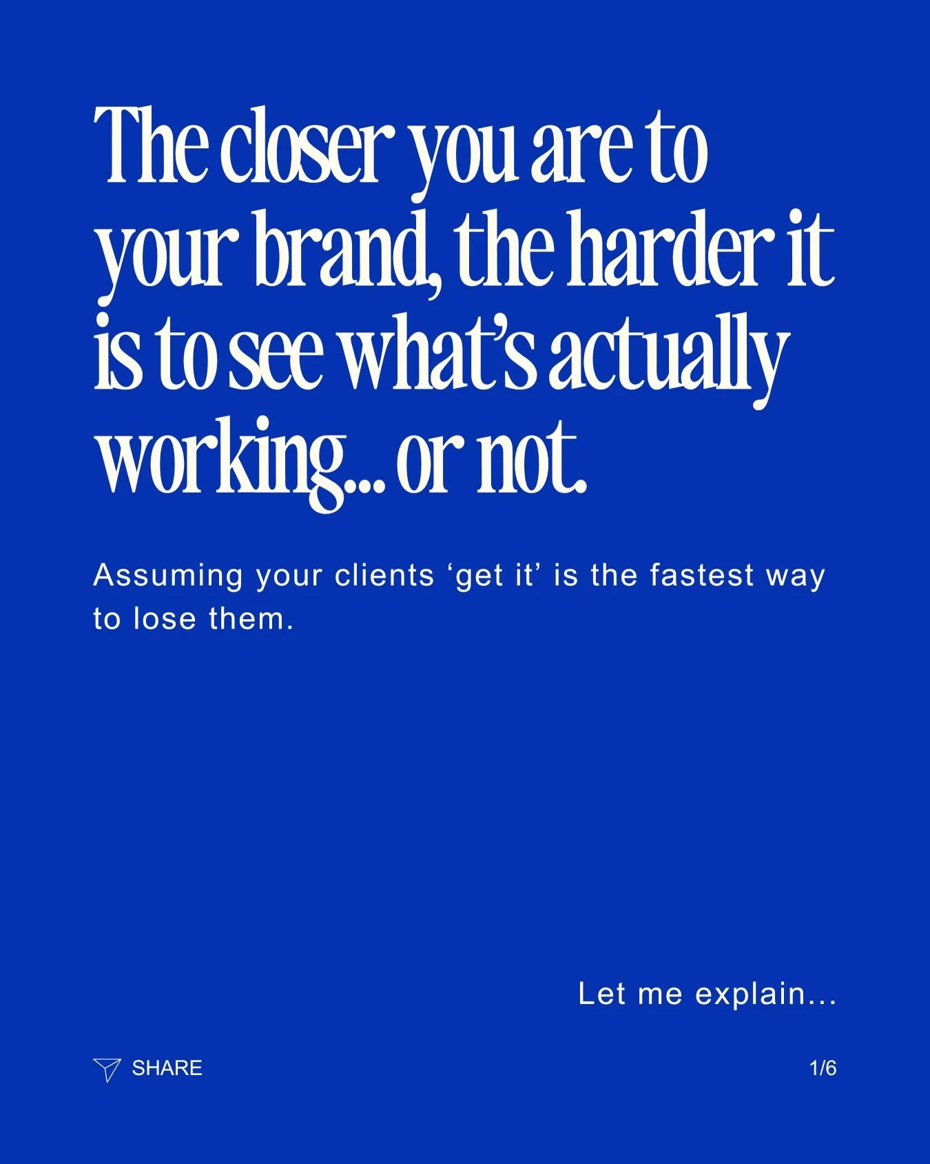You can&rsquo;t see the cracks in your own brand&hellip; and that&rsquo;s exactly why it&rsquo;s costing you clients.

It&rsquo;s tricky. 

When you live and breathe your business every day, your brain fills in the gaps.

You assume your website, you