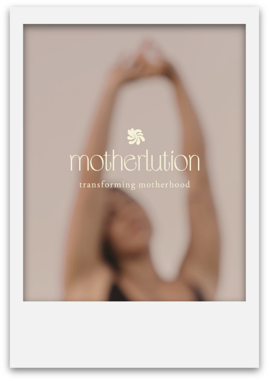Cover of Motherlution magazine featuring a blurred image of a woman with raised arms, with the title "motherlution" and the tagline "transforming motherhood".