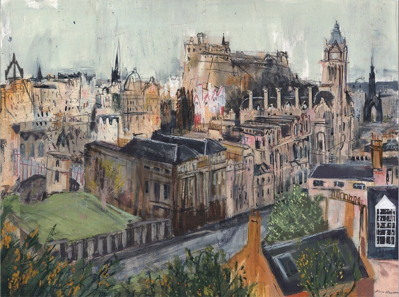 The view from Calton Hill towards the castle, sold. 
⠀⠀⠀⠀⠀⠀⠀⠀⠀
It&rsquo;s a busy week, working on lots of new paintings to replace those that have sold at my exhibition 😊️ (nice problem to have), we have the launch night tomorrow, then @teagreeneven