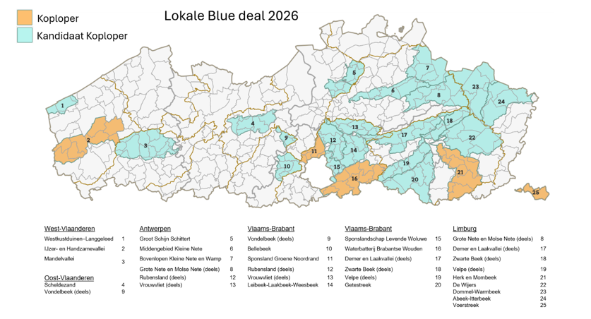 Lokale Blue Deals goedgekeurdMeer dan 200 partners gaan Vlaanderen beter wapenen tegen droogte en wateroverlast