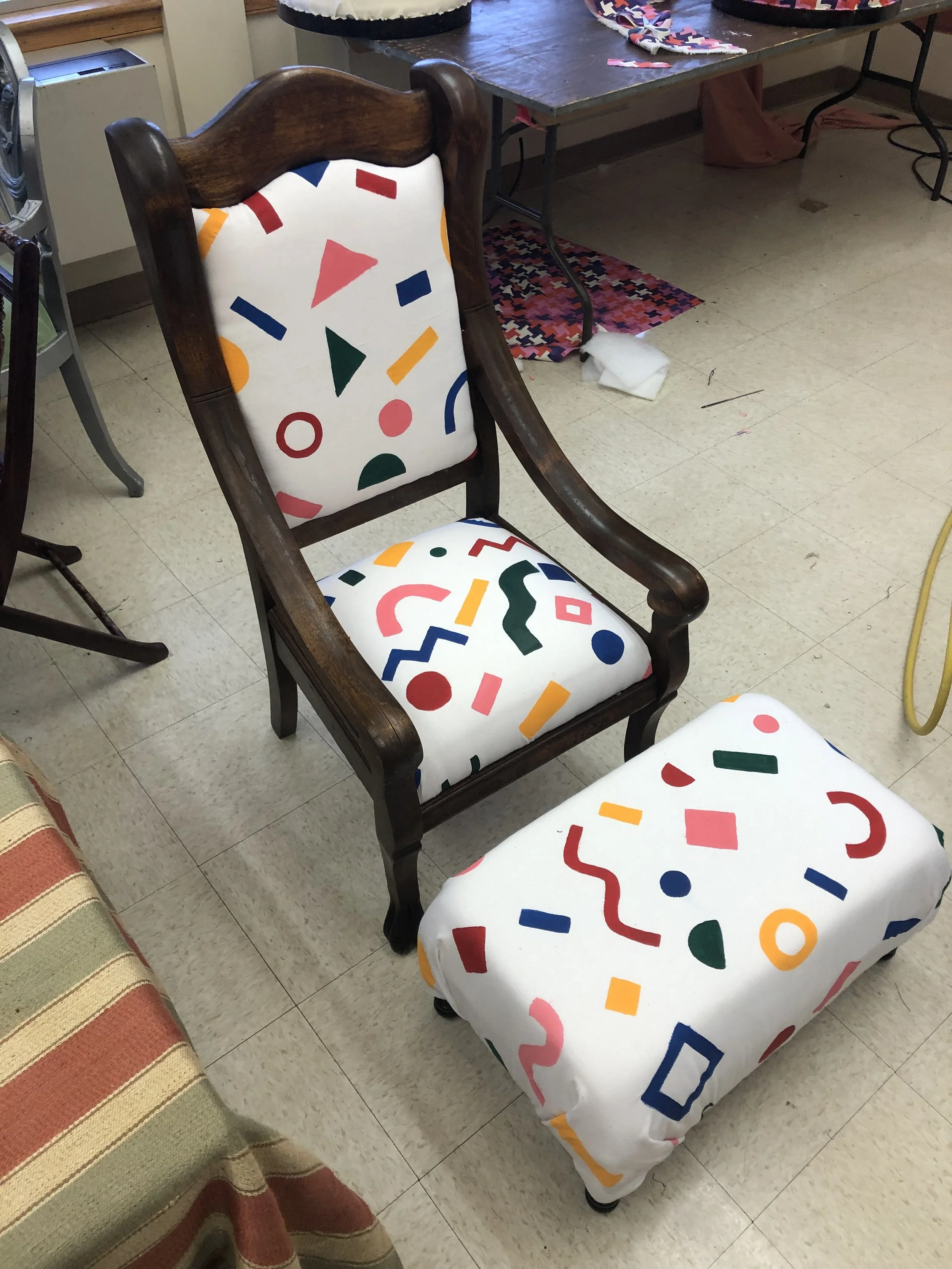 Refurbished Chair and Ottoman