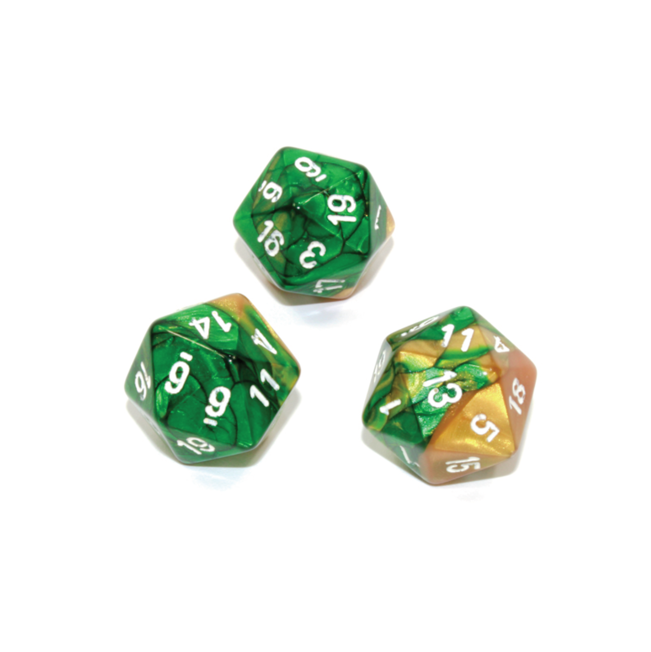 Chessex Gemini Polyhedral Gold-Green/gold d20 Dice (1 dice)