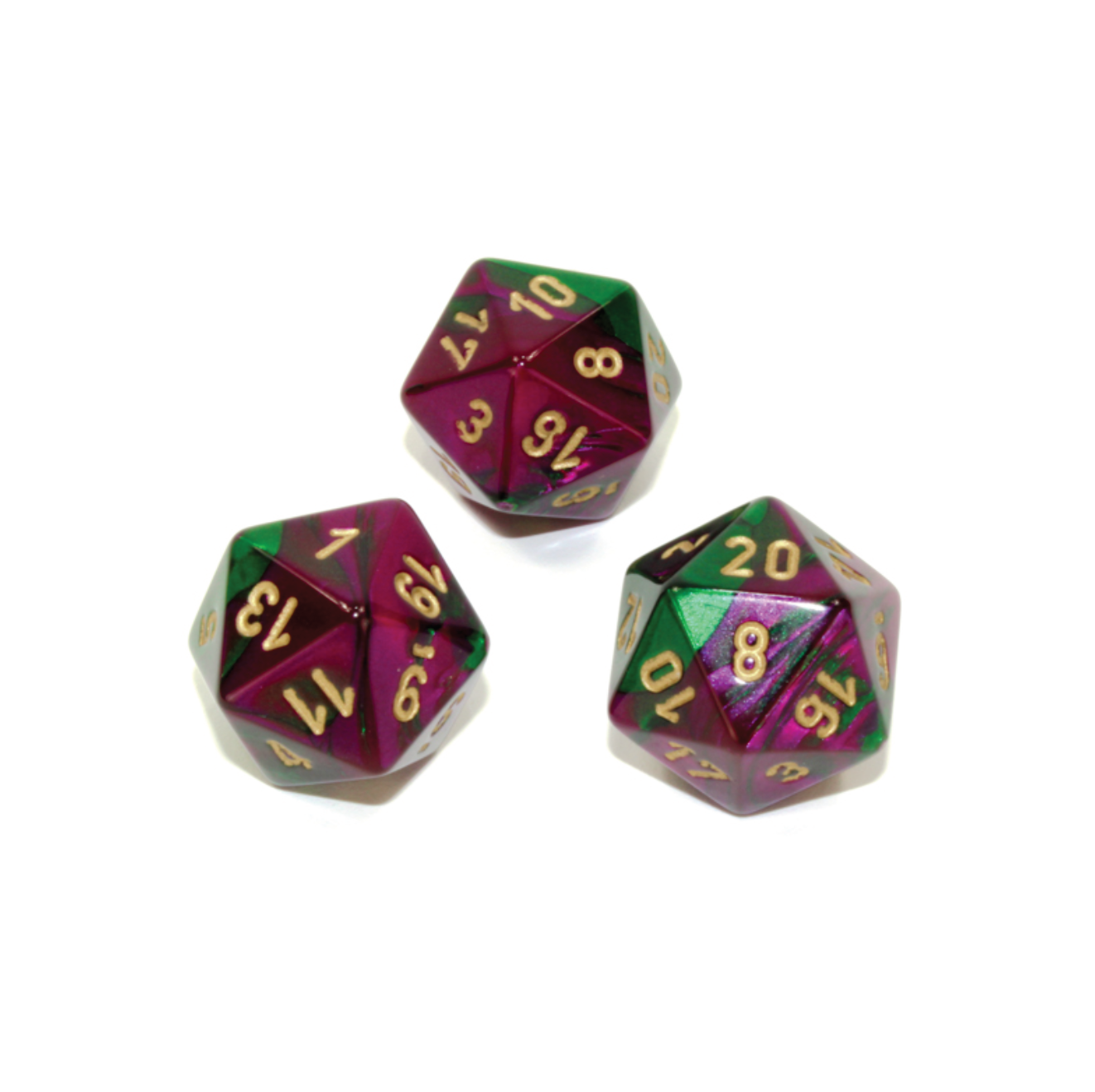 Chessex Gemini Polyhedral Green-Purple/gold d20 Dice (1 dice)
